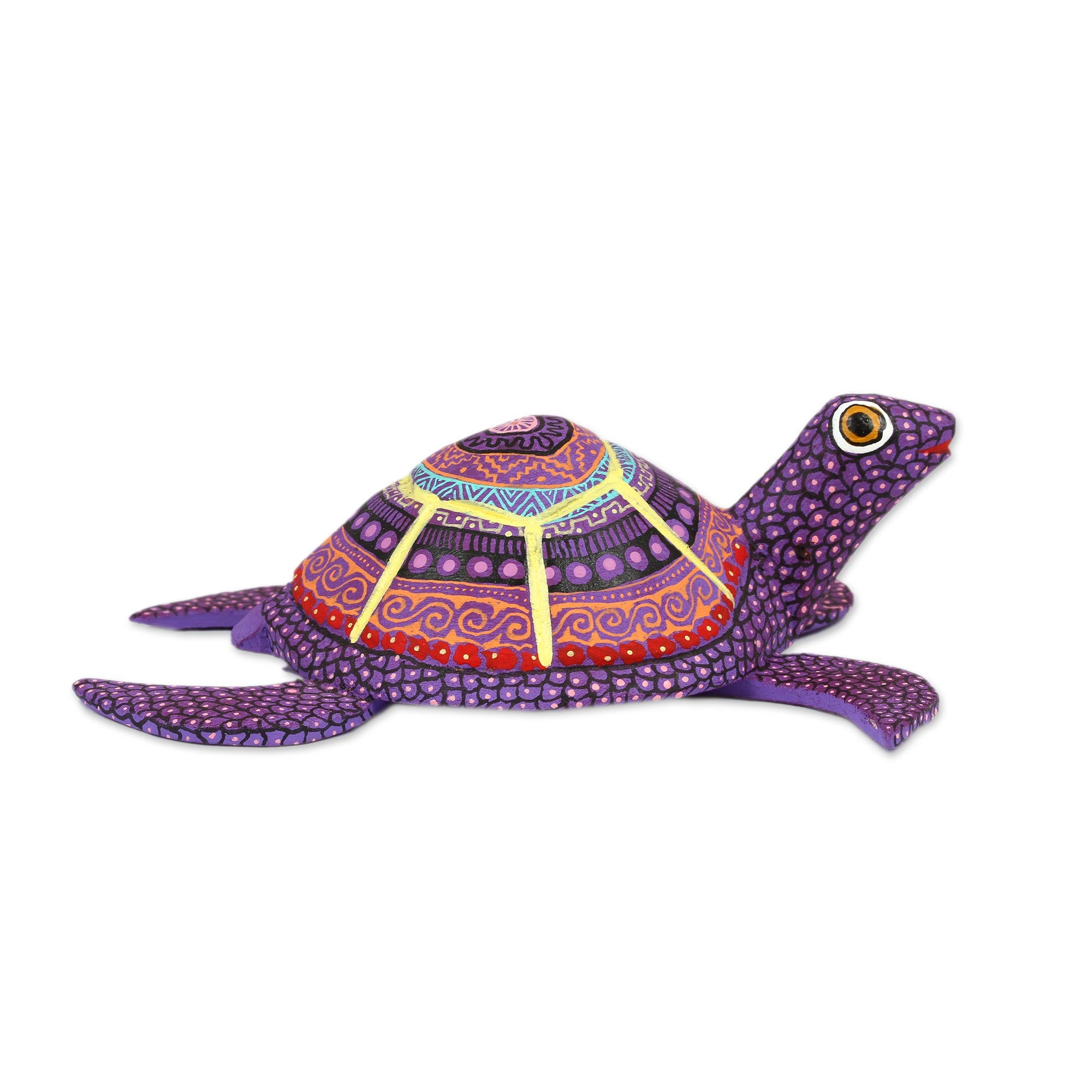 Premium Handcrafted Copal Wood Alebrije Turtle Figurine - Vibrant Artisan Design