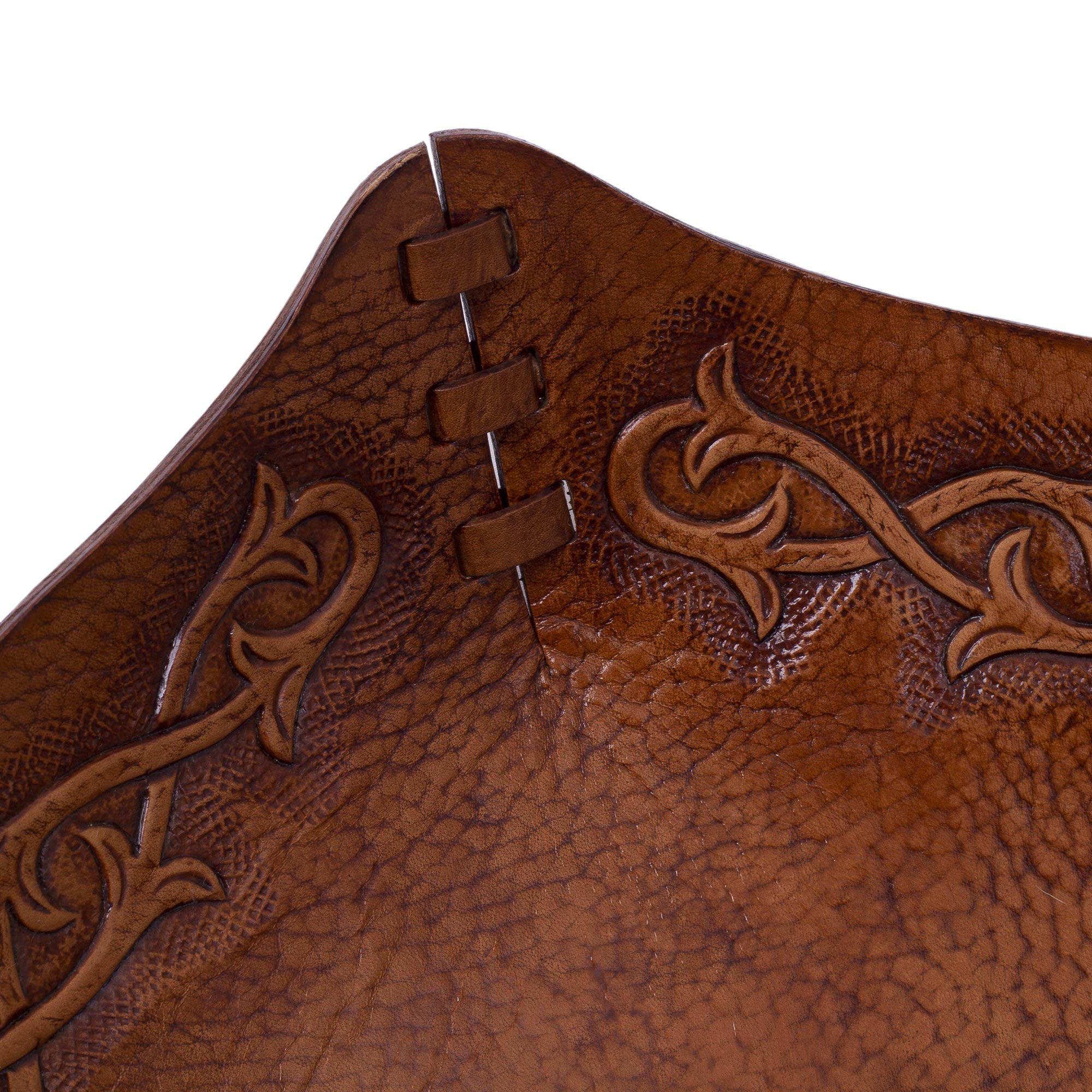Premium Peruvian Handcrafted Leather Catchall Tray with Andean Motifs
