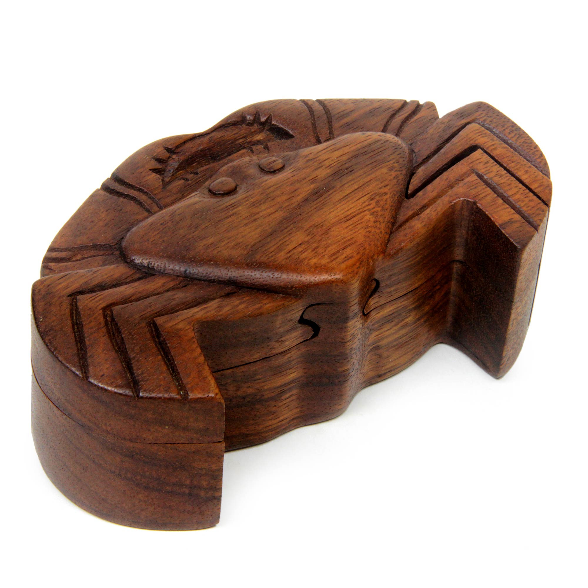 Premium Balinese Crab Puzzle Box - Handcrafted Suar Wood Treasure Chest