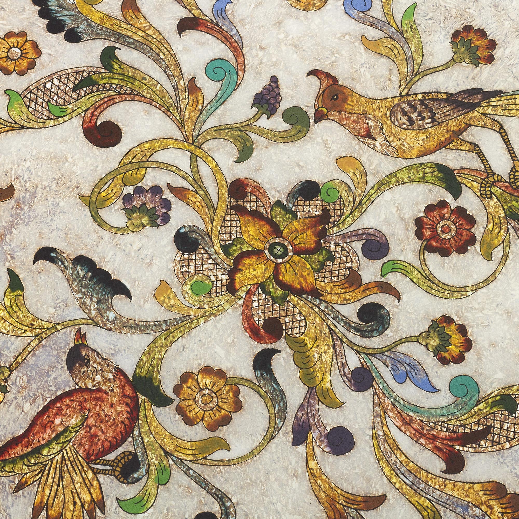 Premium Hand-Painted Dawn Birds Glass Tray - Peruvian Artistry