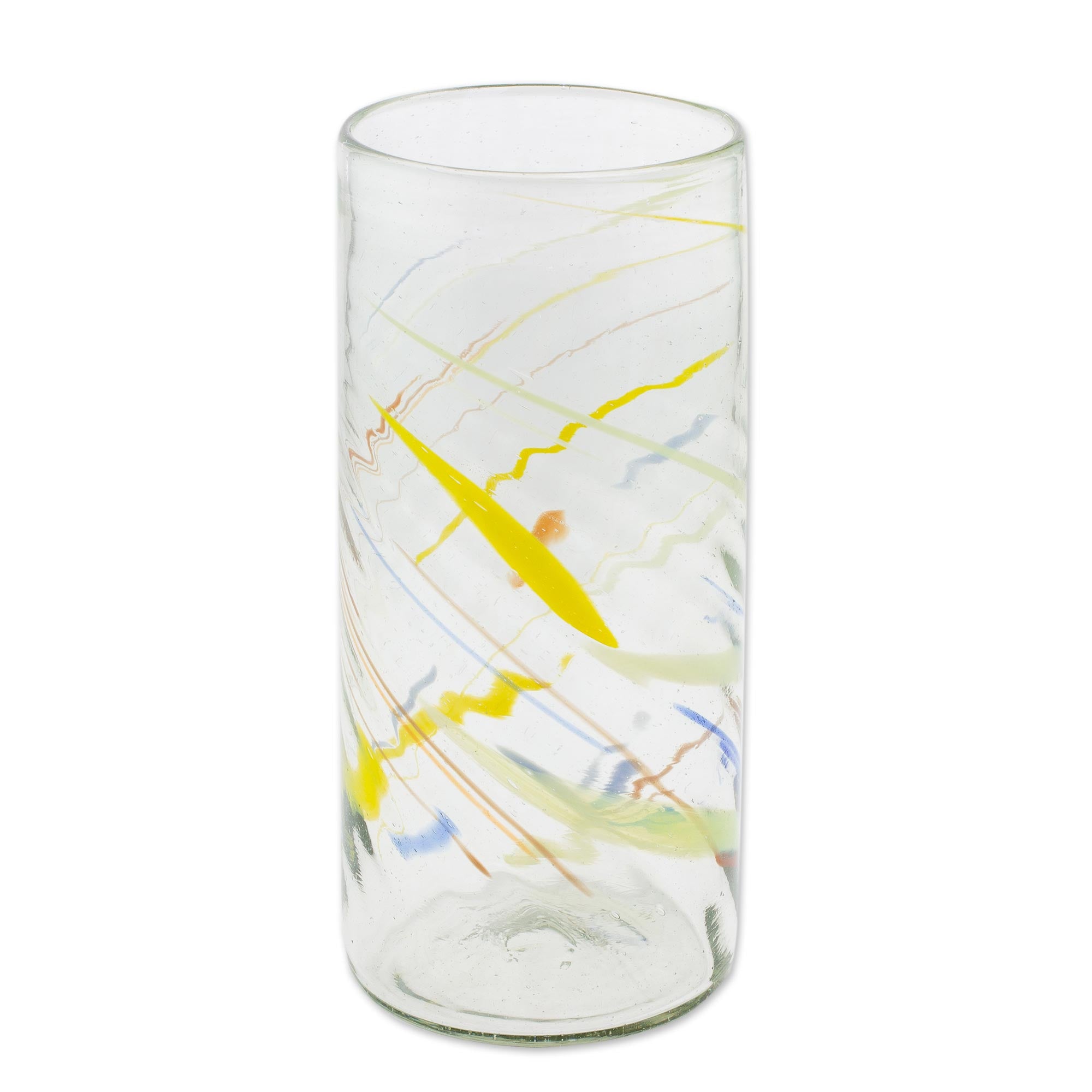 Premium Handcrafted Recycled Glass Vase with Vibrant Colorful Lines