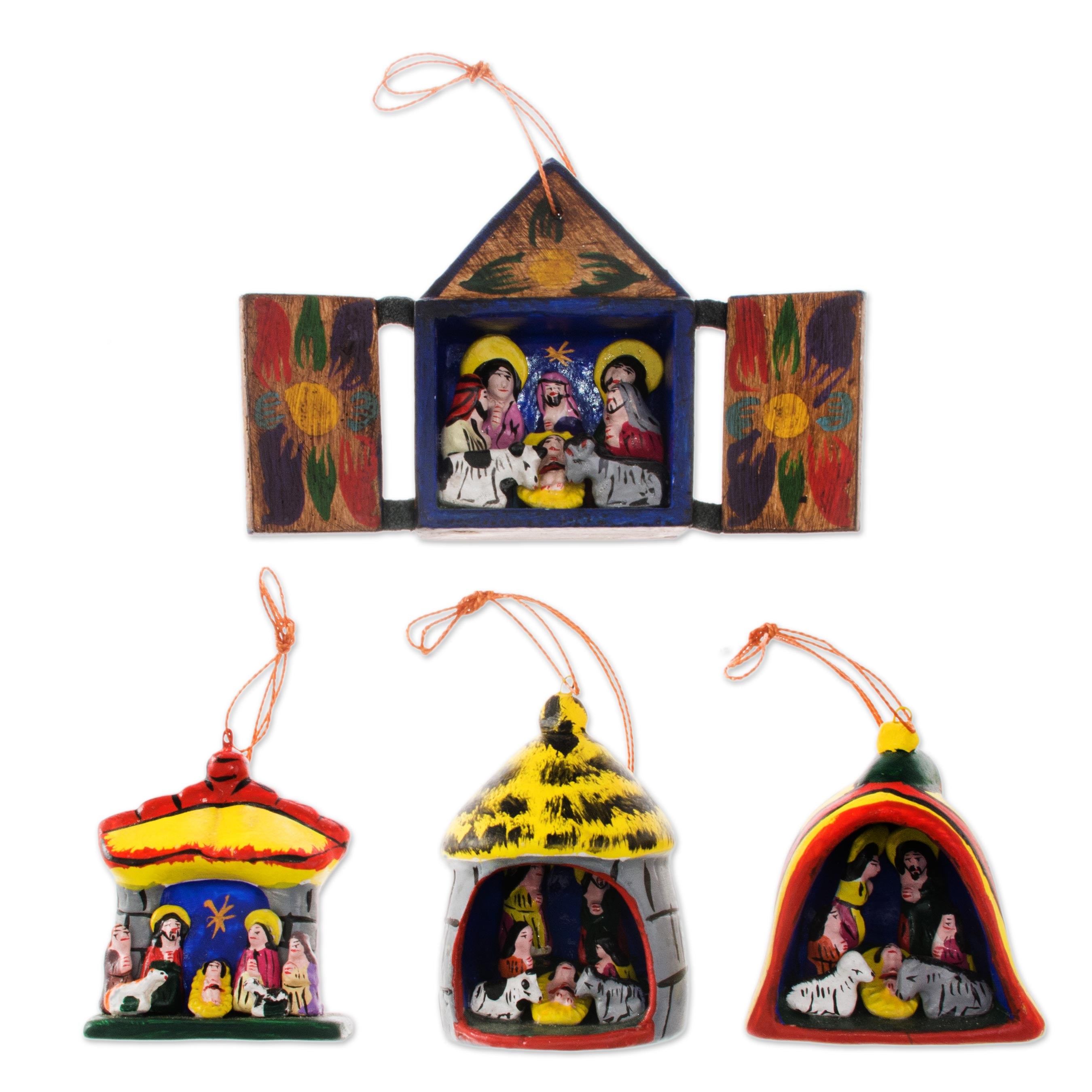 Premium Handcrafted Nativity Christmas Ornaments Set of 4 - Andean Inspired