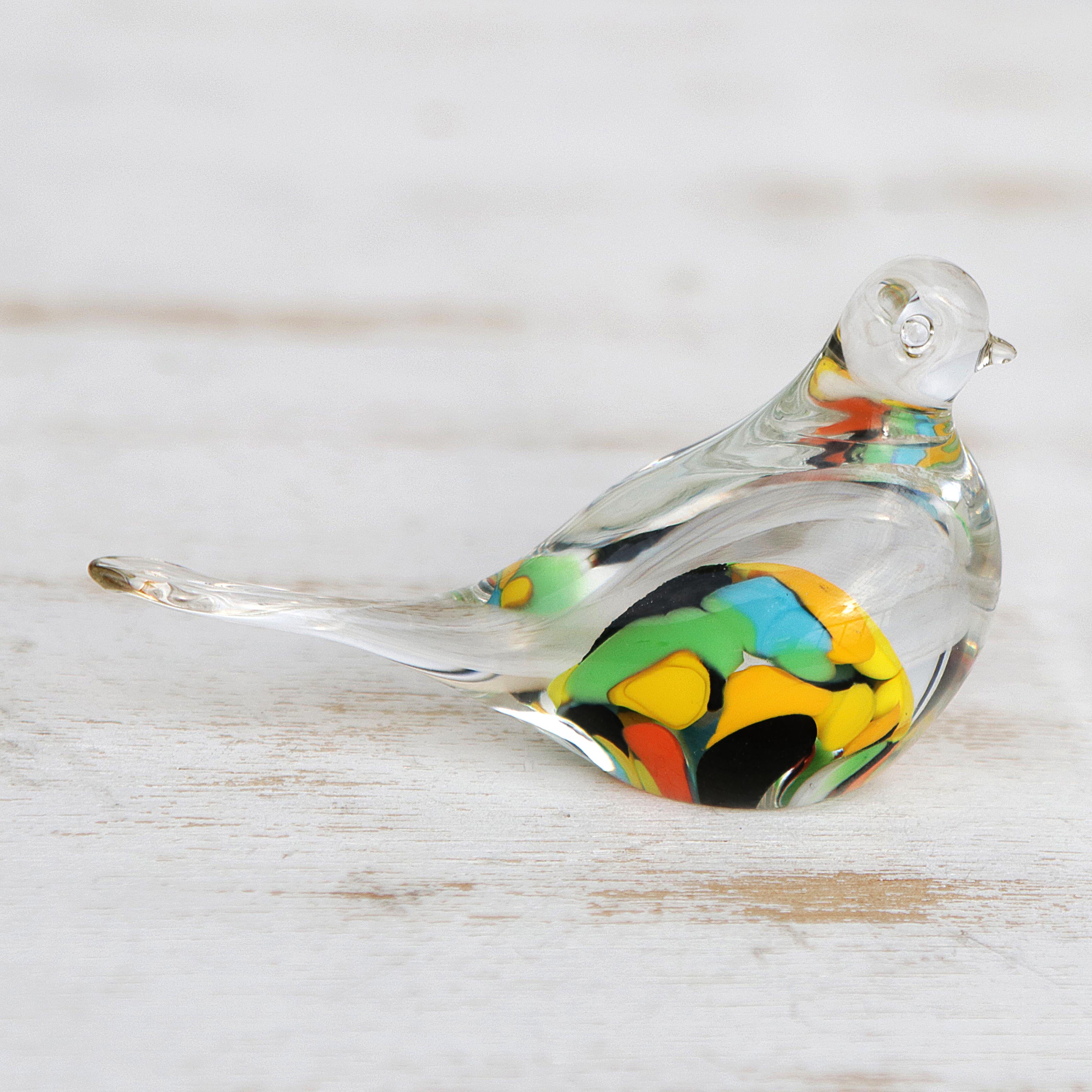 Premium Confetti Canary Handblown Art Glass Paperweight - Ultimate Desk Decor