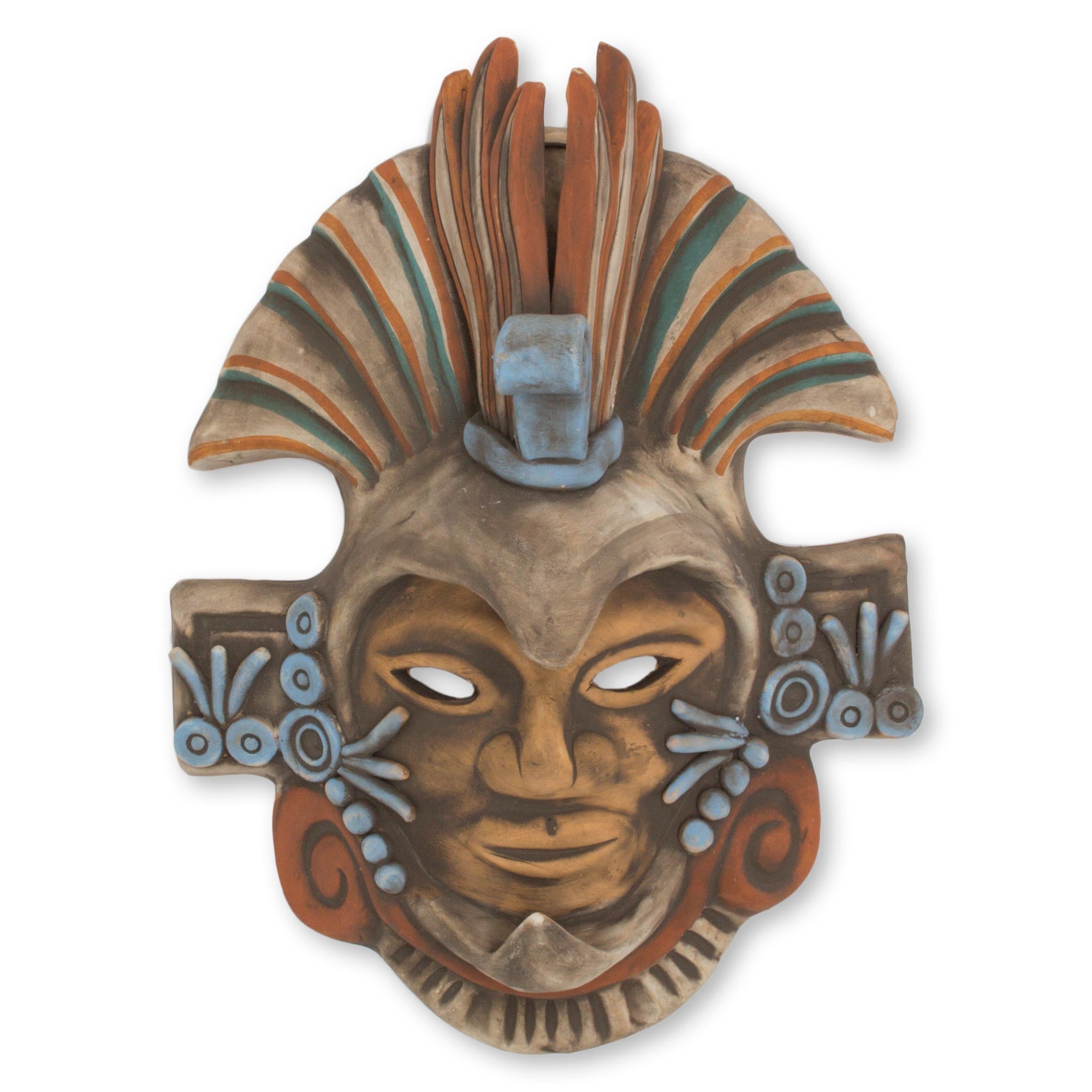 Premium Handcrafted Aztec Eagle Warrior Ceramic Mask - Authentic Mexican Art