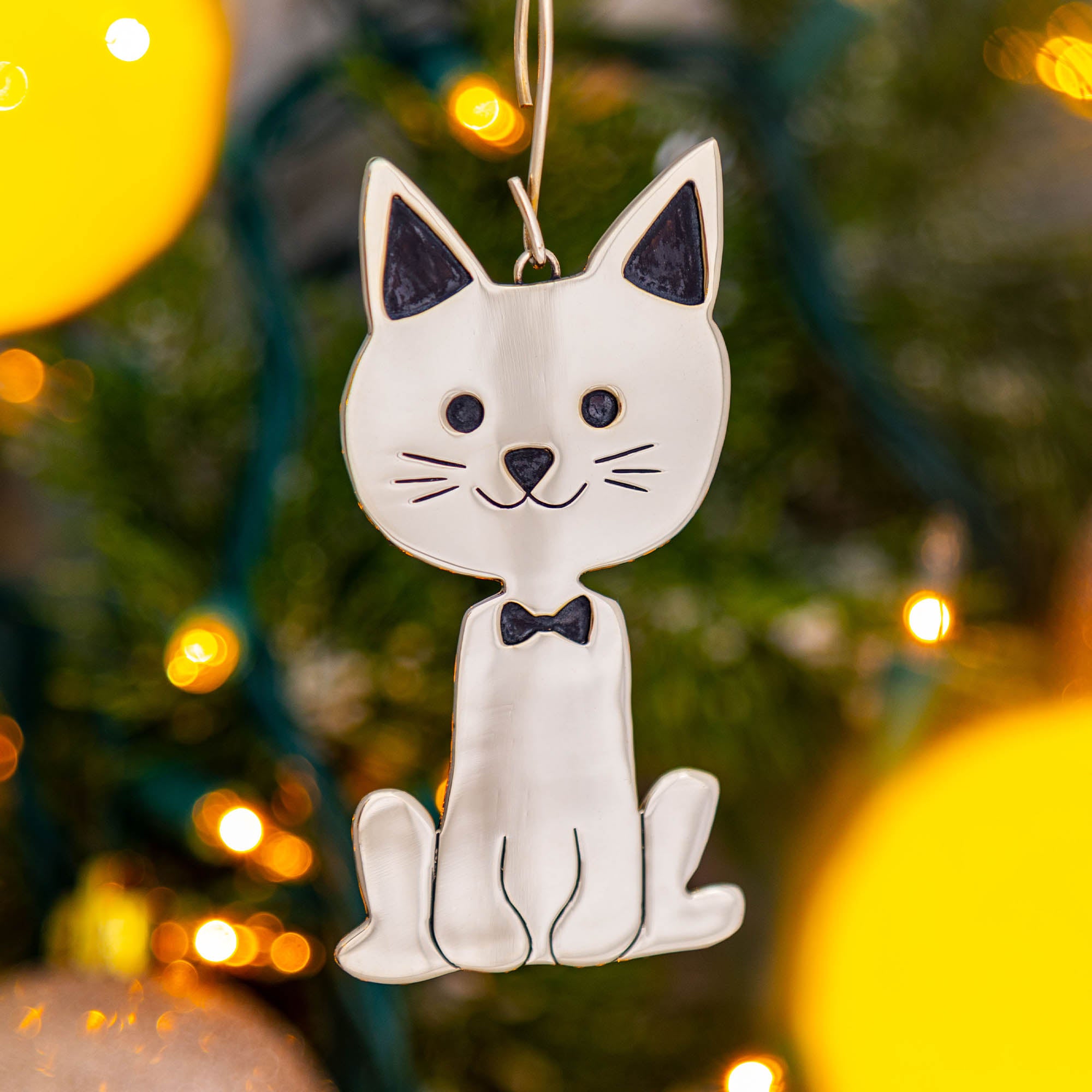 Premium Sweet Cat Mixed Metal Ornament - Handmade & Fair Trade