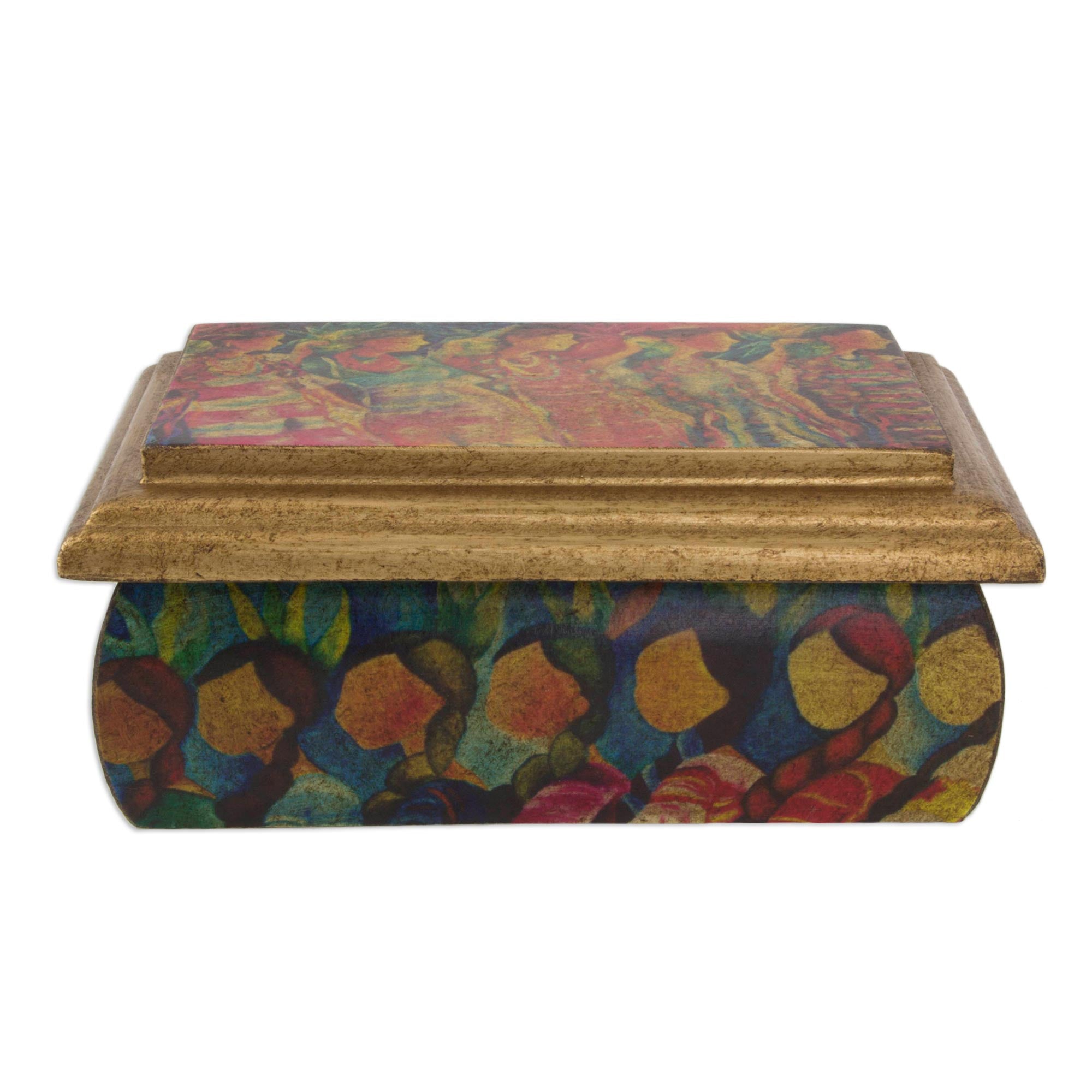 Premium Huichol Artisan Jewelry Box with Mirror - Handcrafted Pinewood
