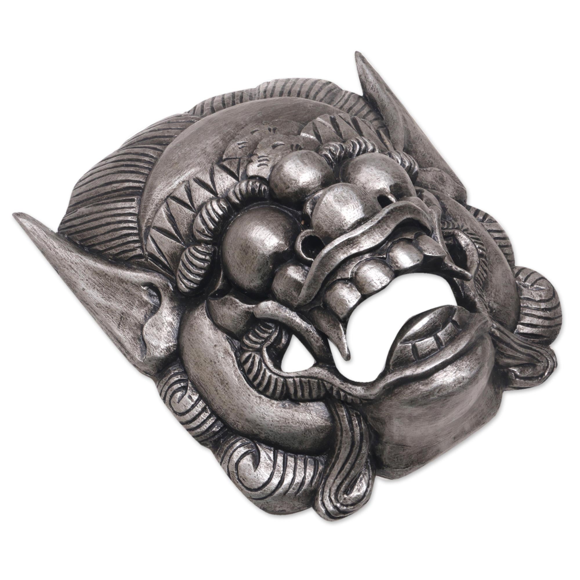 Premium Handmade Albesian Wood Barong Bangkal Mask - Bali Guardian Art