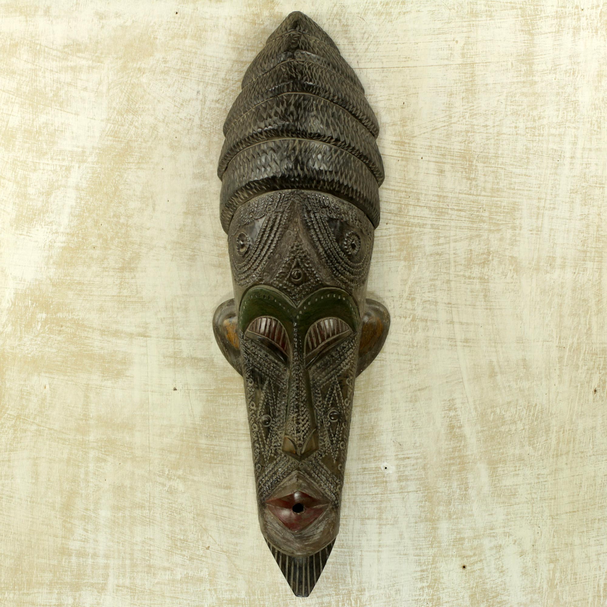 Premium Hand-Carved Ghana Wood Mask - Passion Mask