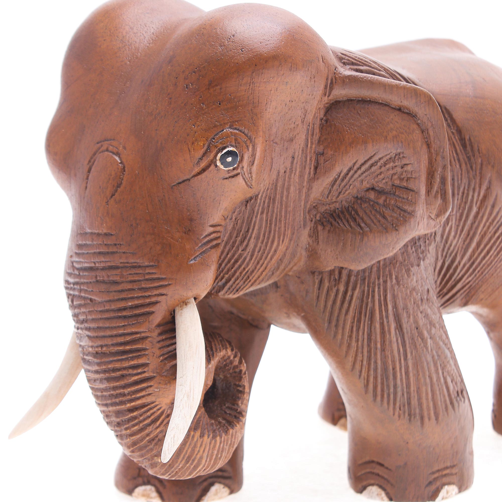 Premium Majestic Elephant Sculpture - Handcrafted Rain Tree Wood Art from Thailand