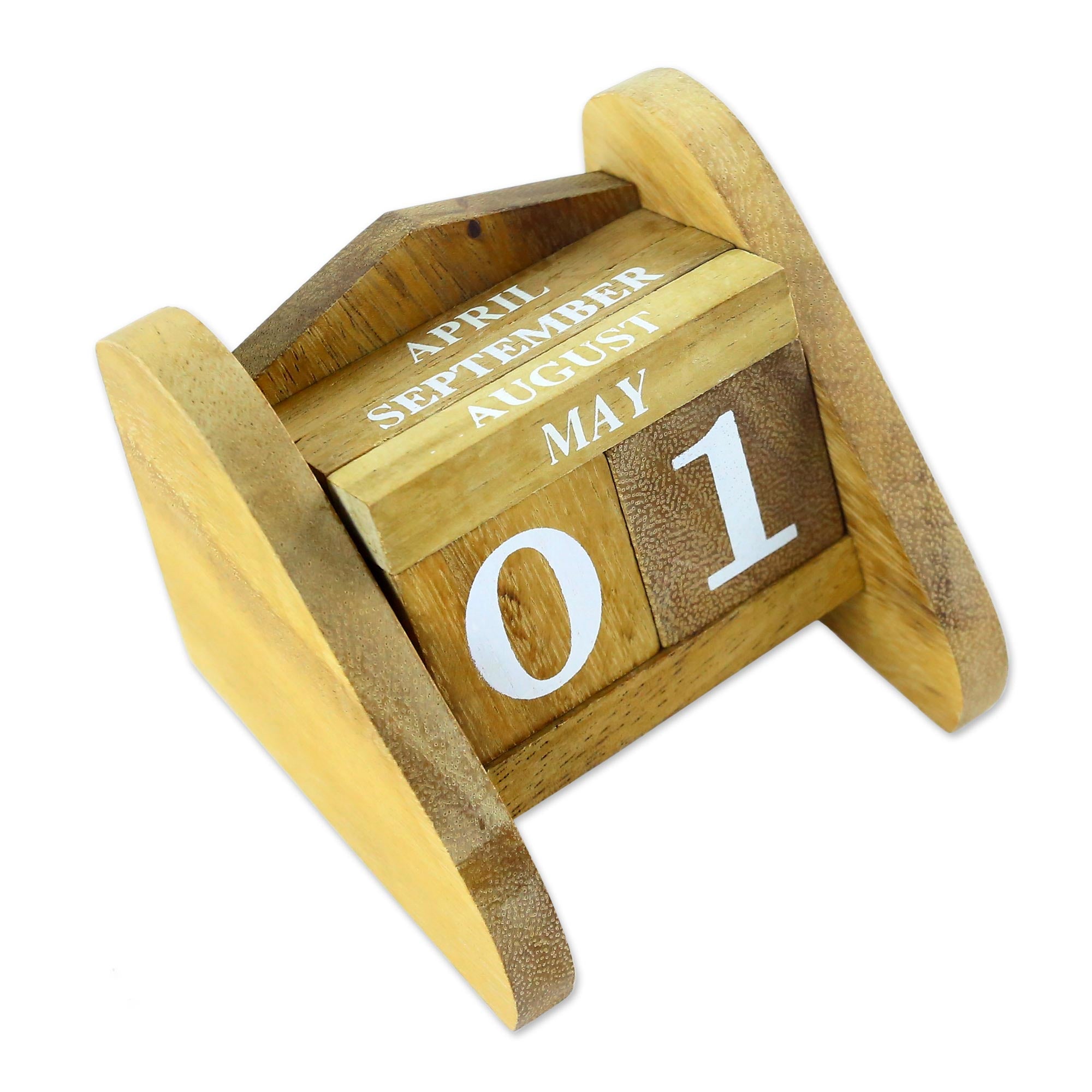 Premium Time Catcher Wooden Desk Calendar - Handcrafted Elegance
