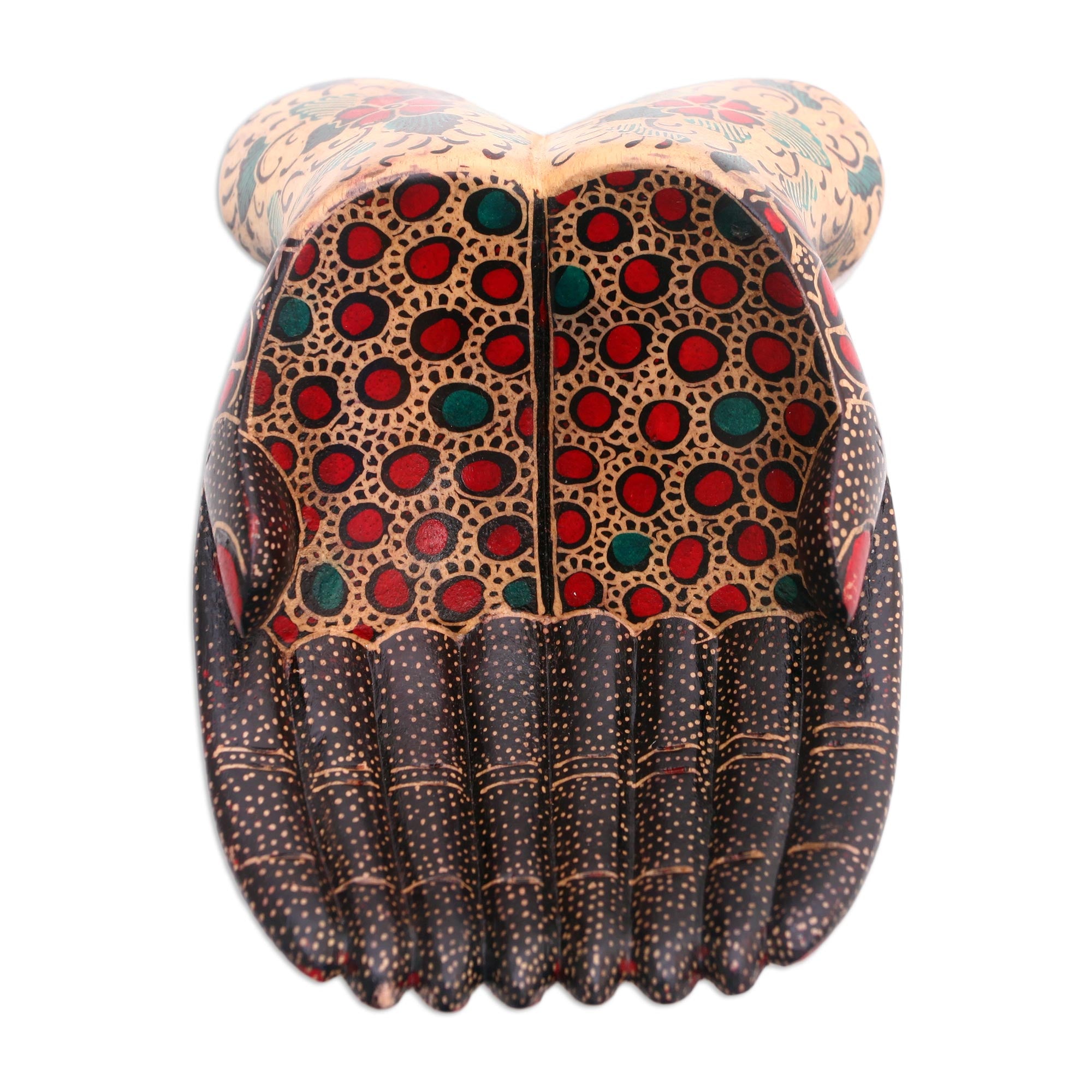 Premium Hand-Painted Batik Wood Catchall from Java - Unique Home Decor