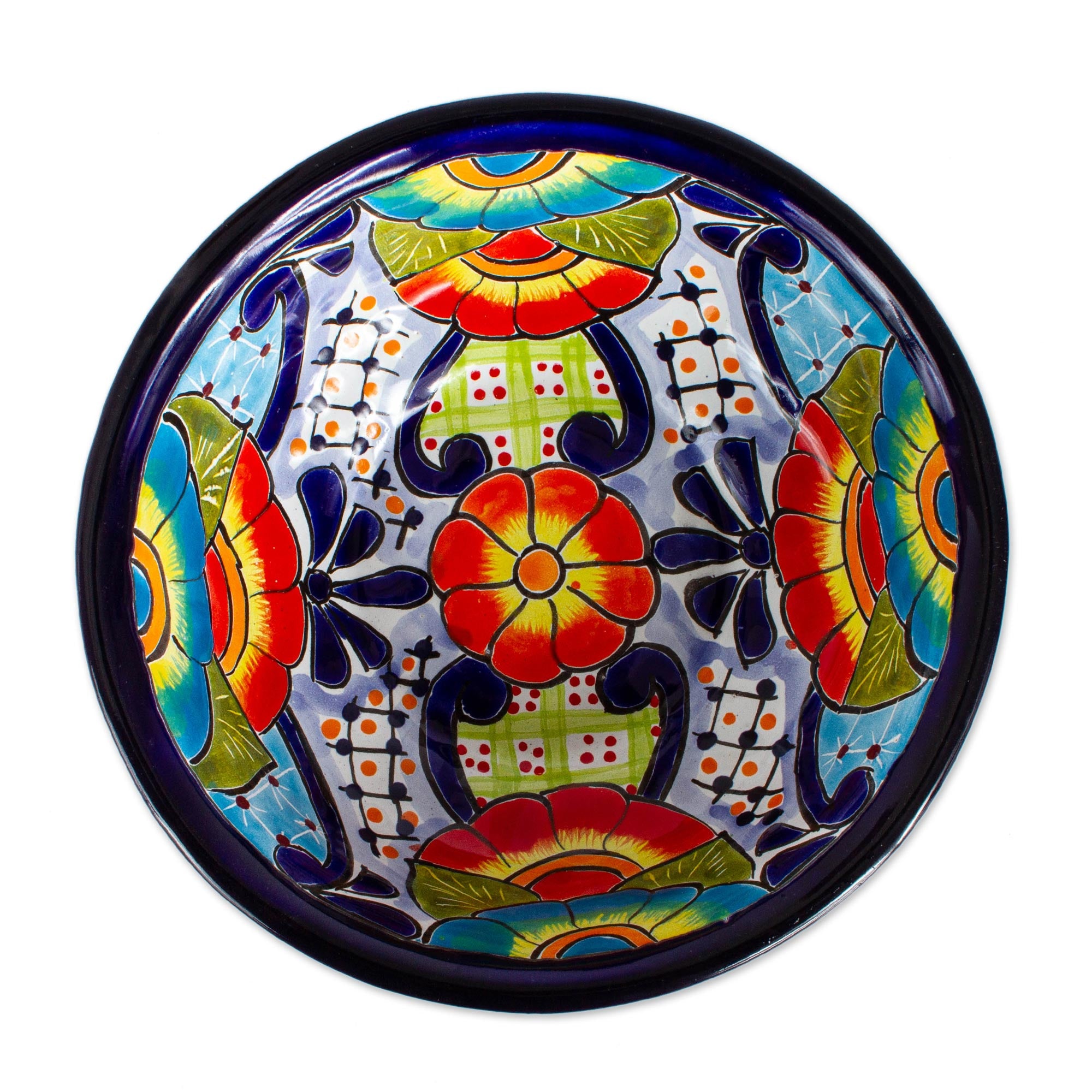 Premium Mexican Talavera Style Ceramic Snack & Serving Bowls - Handcrafted Pair
