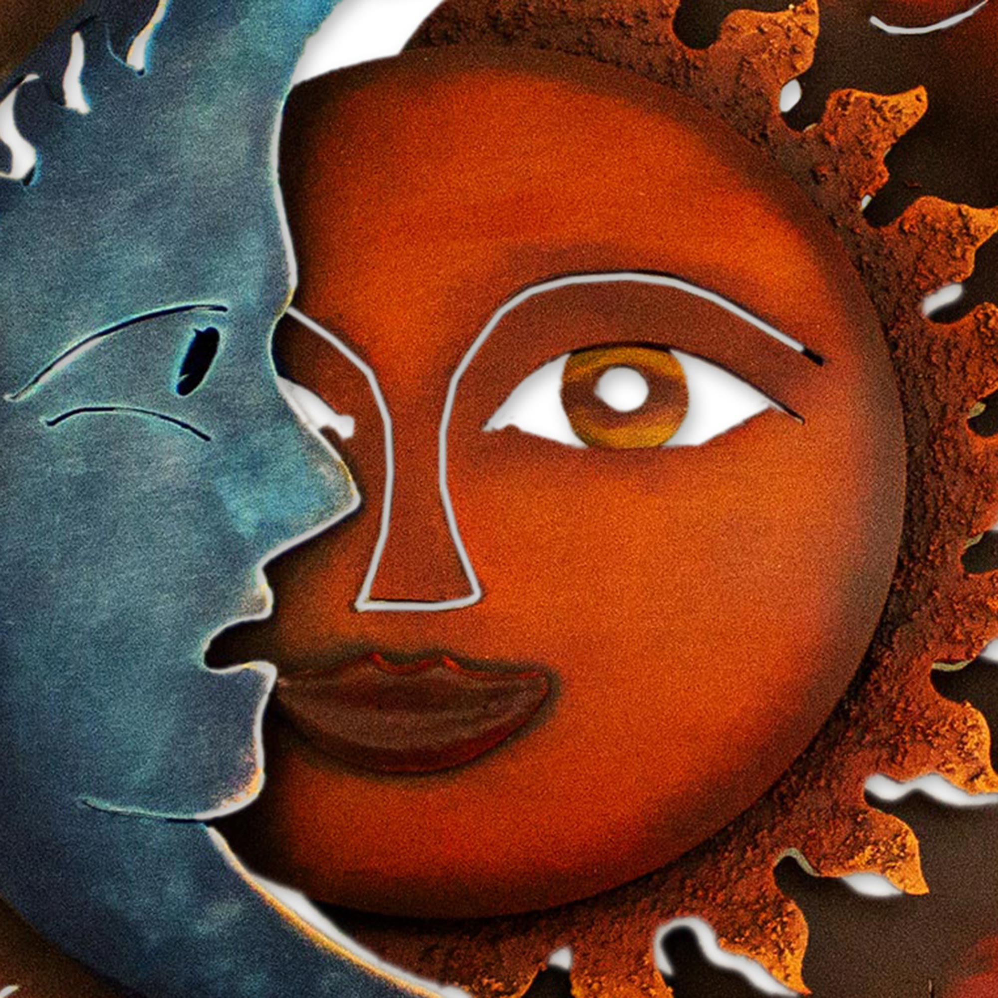 Premium Eclipse Over Jalisco Handcrafted Sun and Moon Steel Wall Sconce – Authentic Mexican Artistry