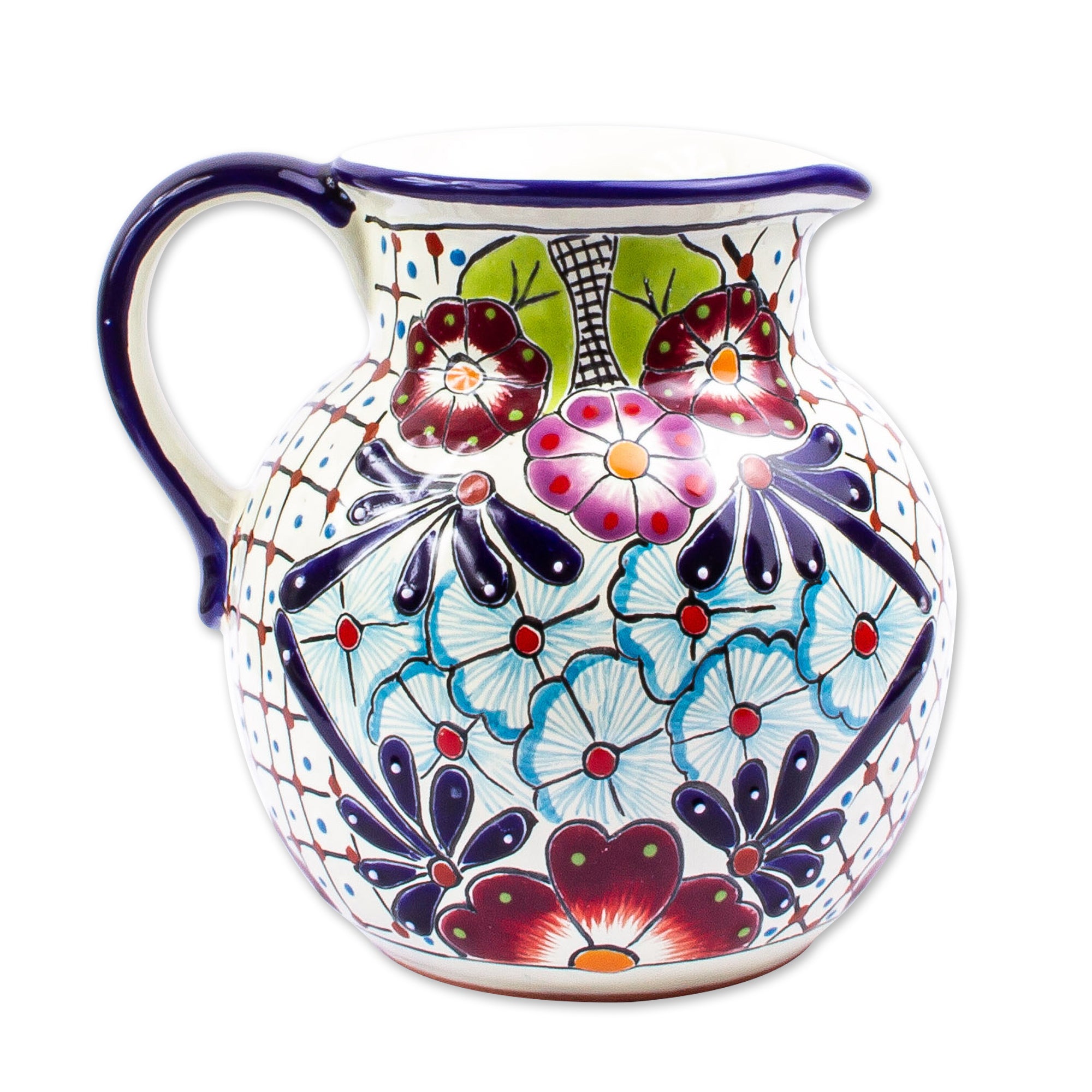 Premium Talavera-Style Ceramic Pitcher - Vibrant Mexican Handcrafted Design