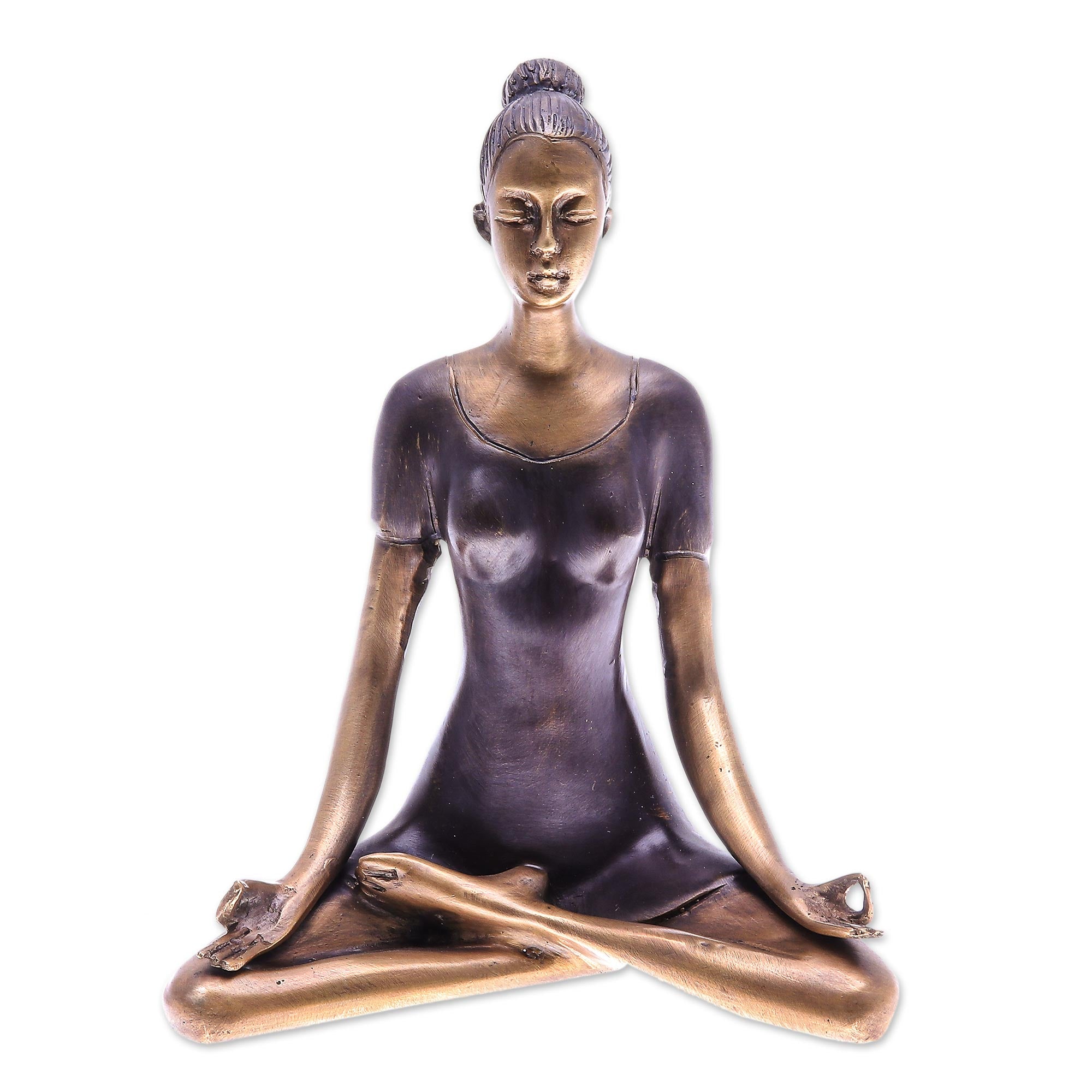Premium Antiqued Brass Half Lotus Yoga Sculpture – Ultimate Spiritual Decor