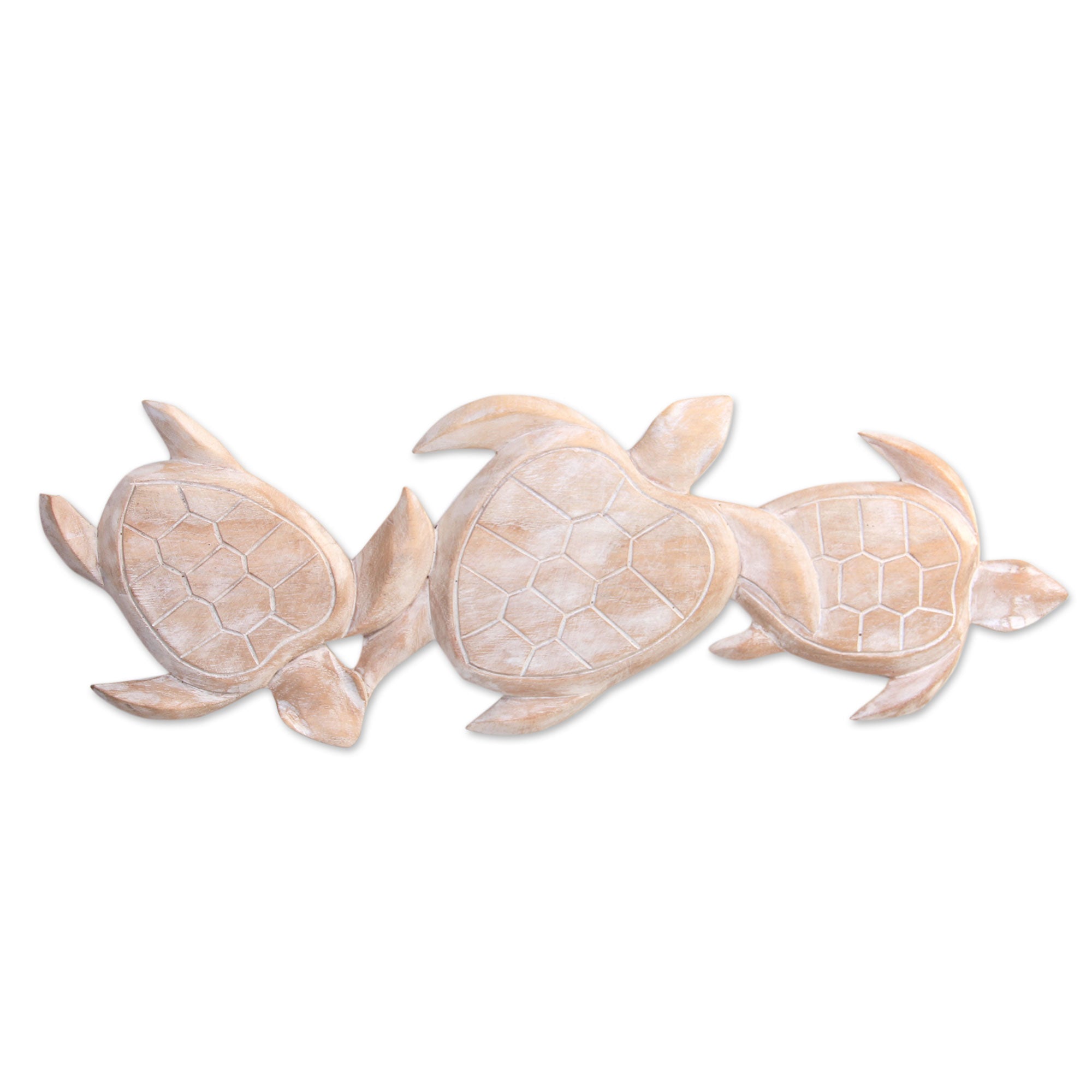 Premium Vintage Sea Turtle Trio - Handcrafted Suar Wood Wall Art