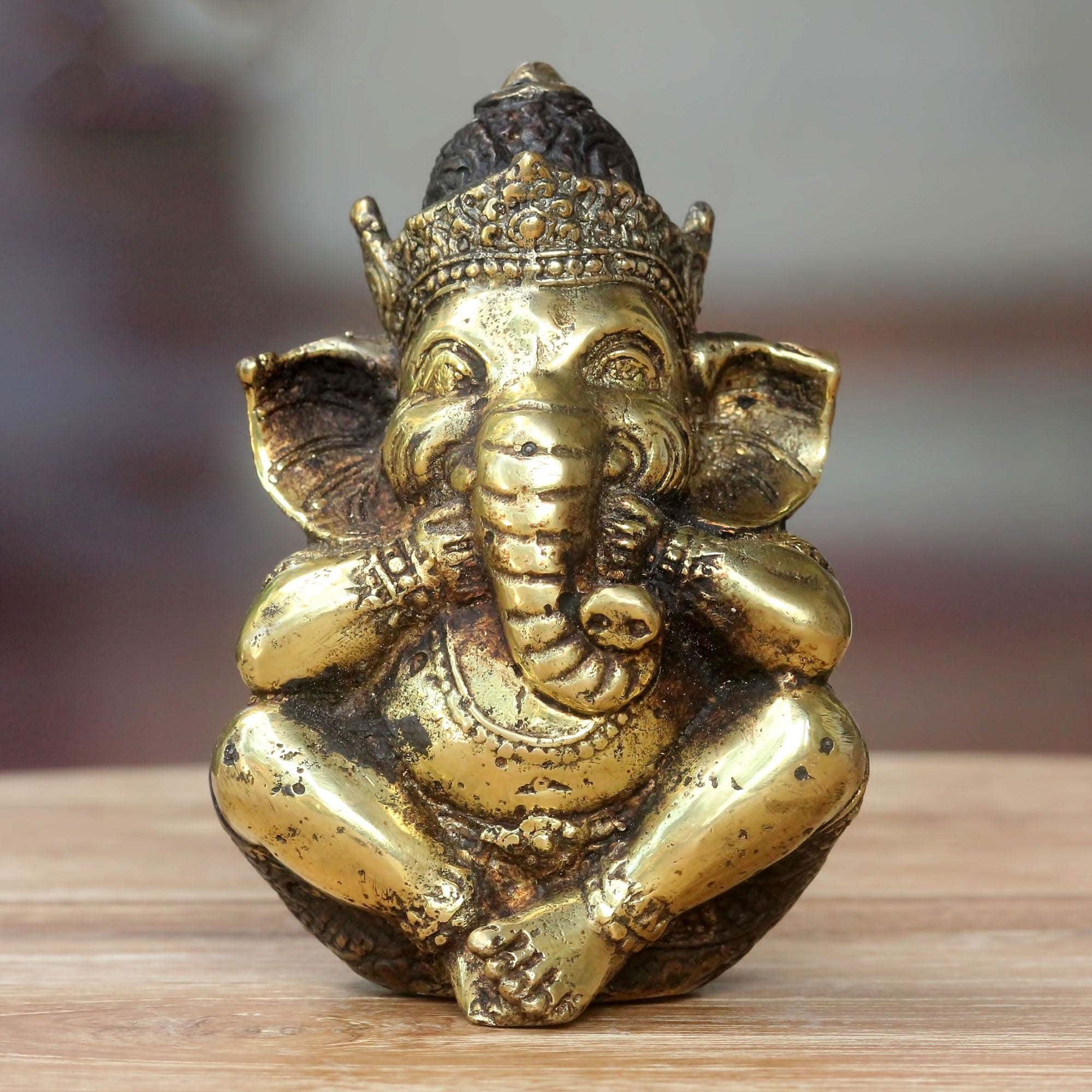Premium Antique Bronze Ganesha Statue - Hindu Lord of Knowledge