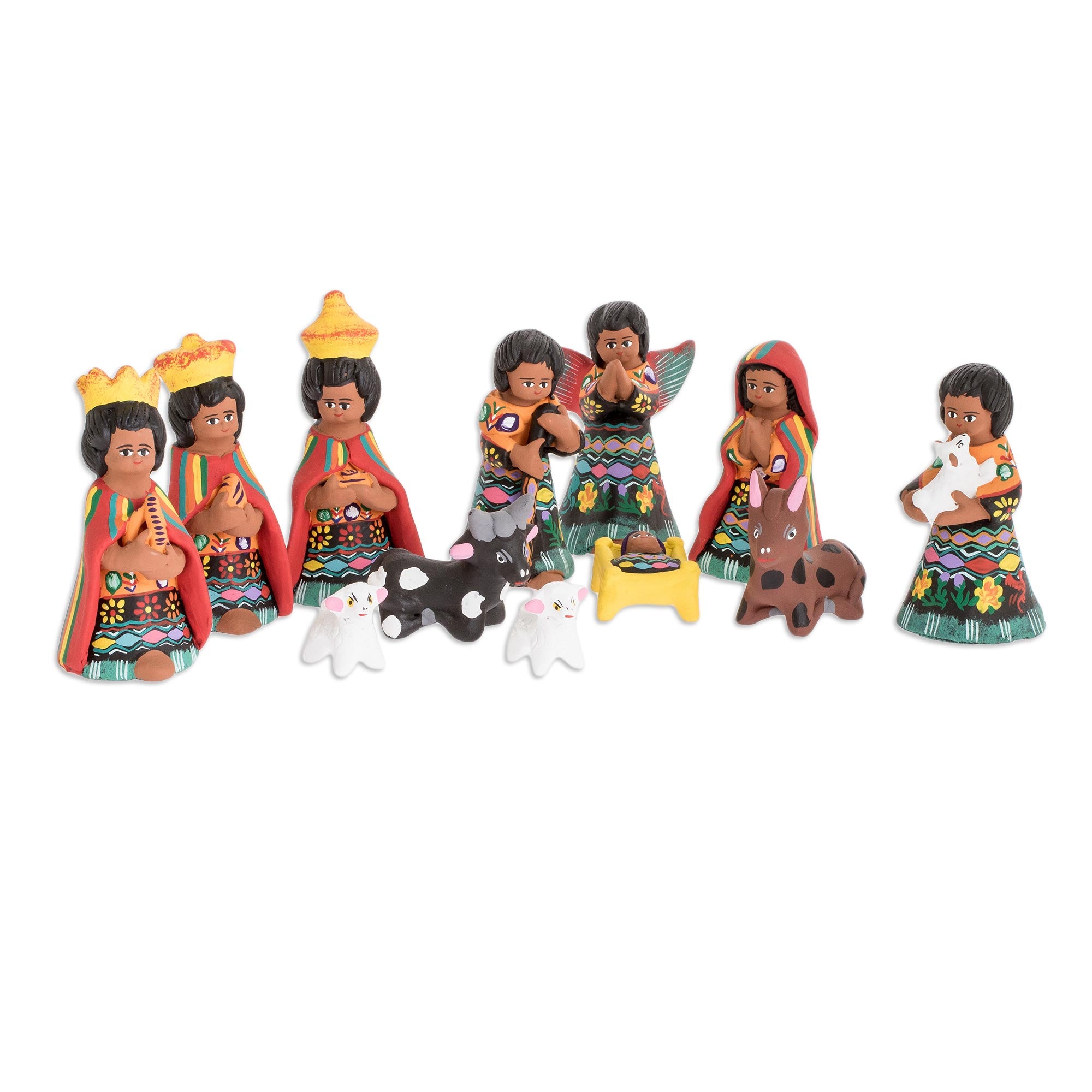 Premium Totonicapan Nativity Scene Handcrafted Ceramic Set (12 Pieces)