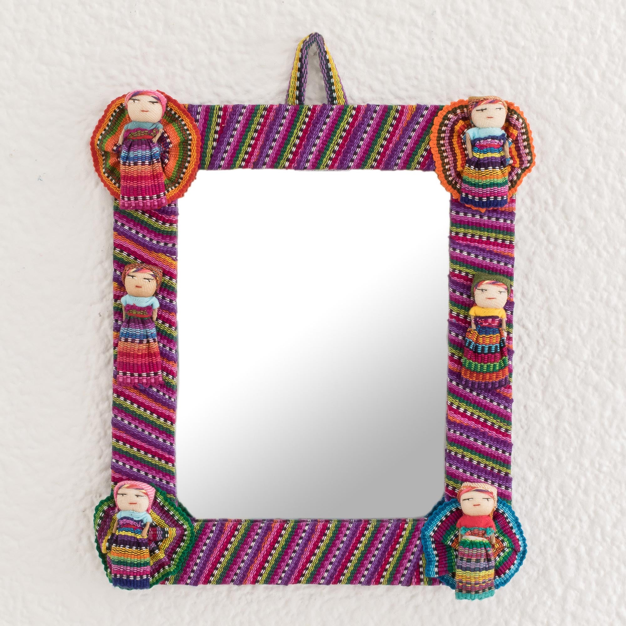 Premium Handwoven Guatemalan Wall Mirror with Worry Dolls - Ultimate Home Decor