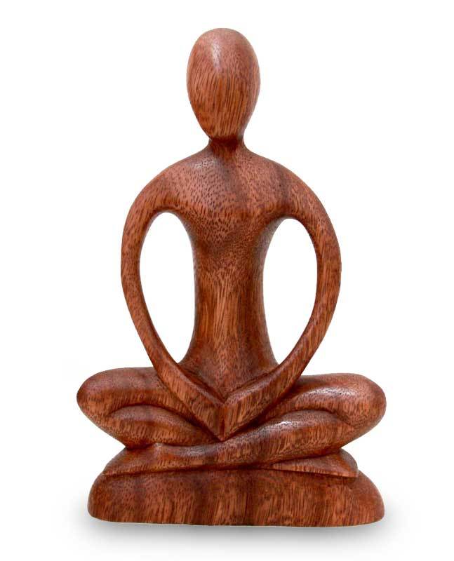 Premium Hand Carved Suar Wood Meditation Sculpture - Ultimate Zen Decor