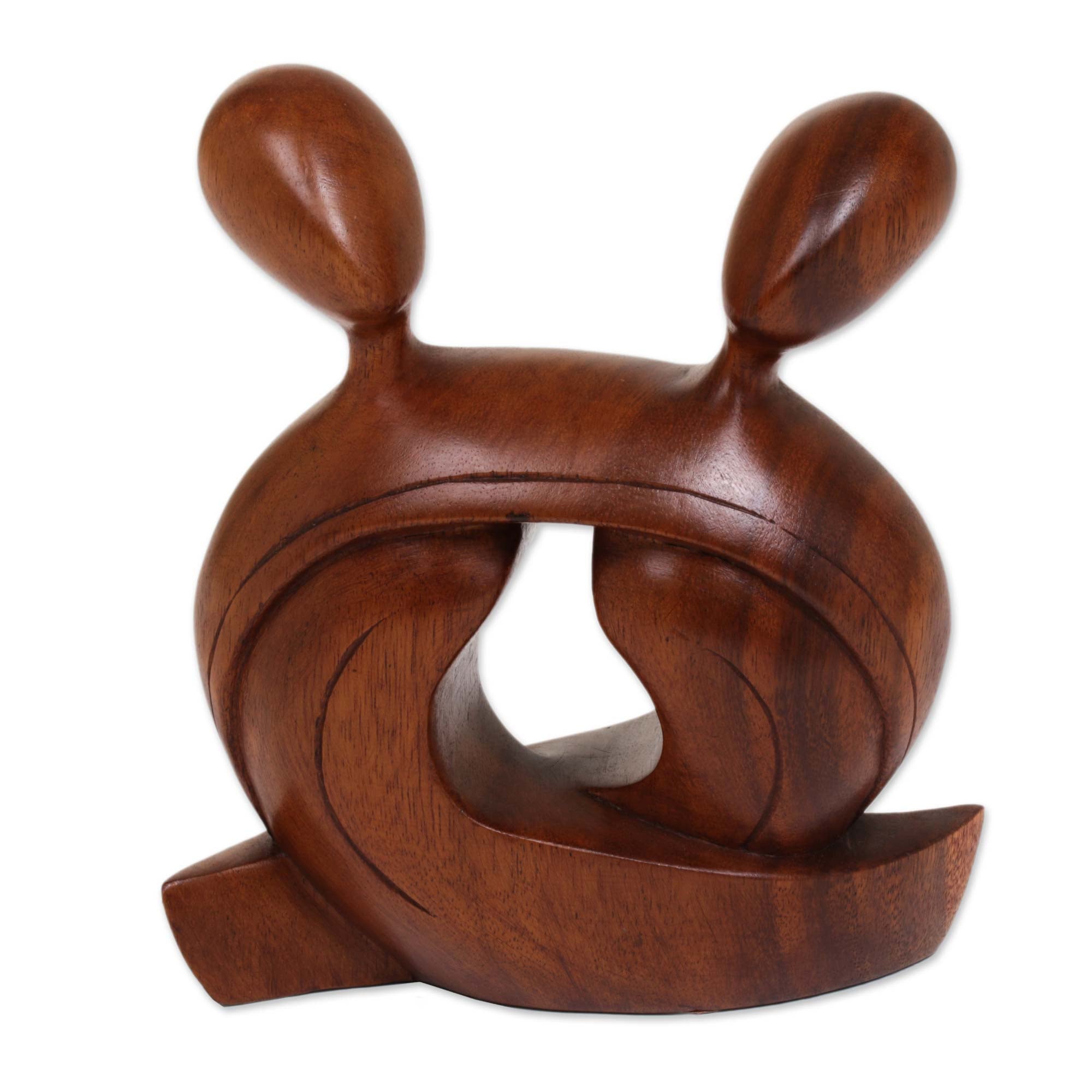Premium Suar Wood Romantic Sculpture - 'Our Love Forever'