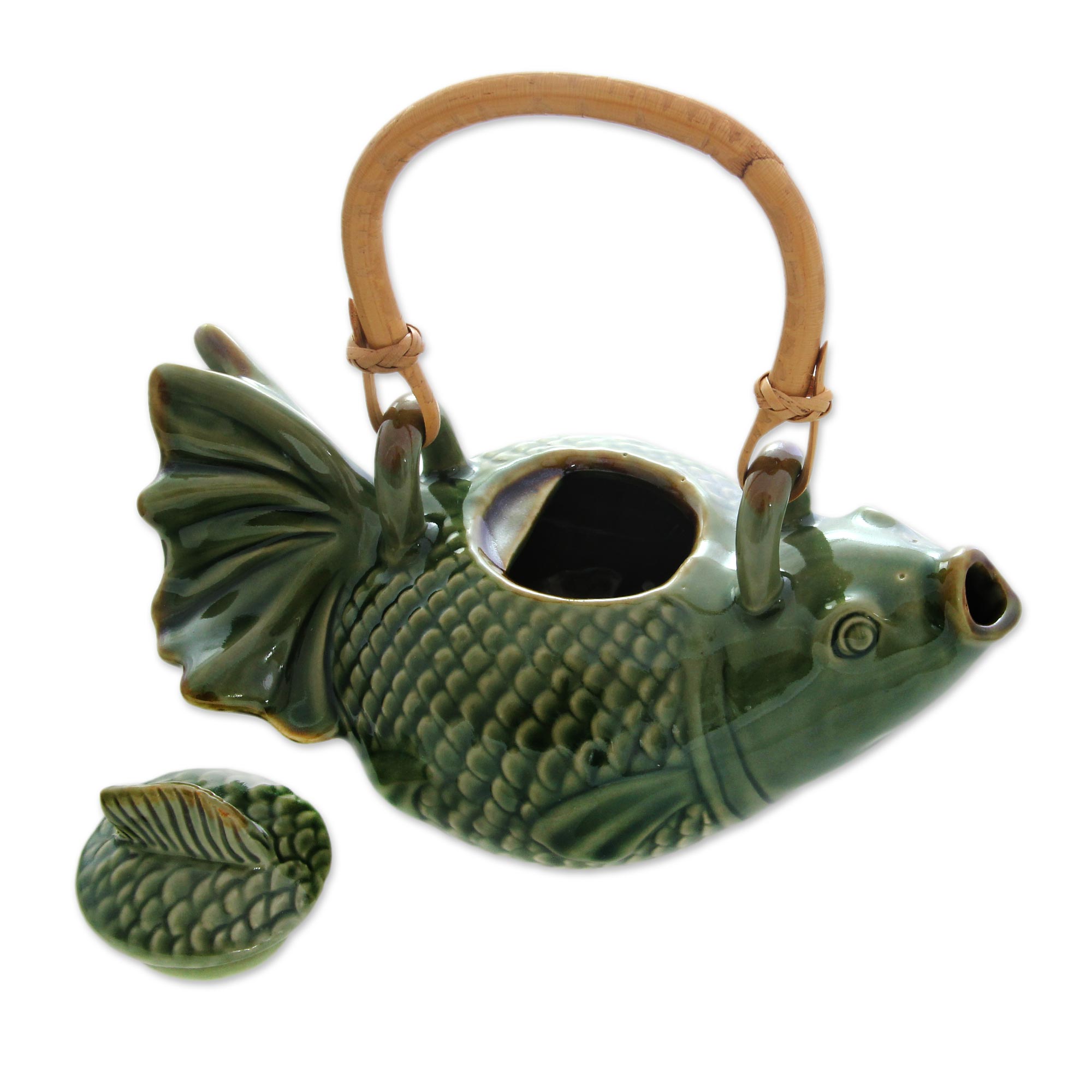 Premium Handcrafted Green Koi Ceramic Teapot – Ultimate Tea Experience