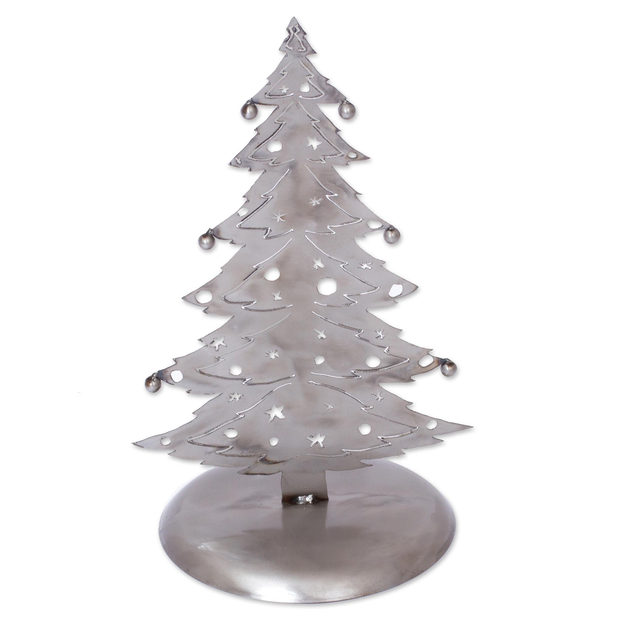 Premium Recycled Metal Christmas Tree Sculpture - Handcrafted in Mexico