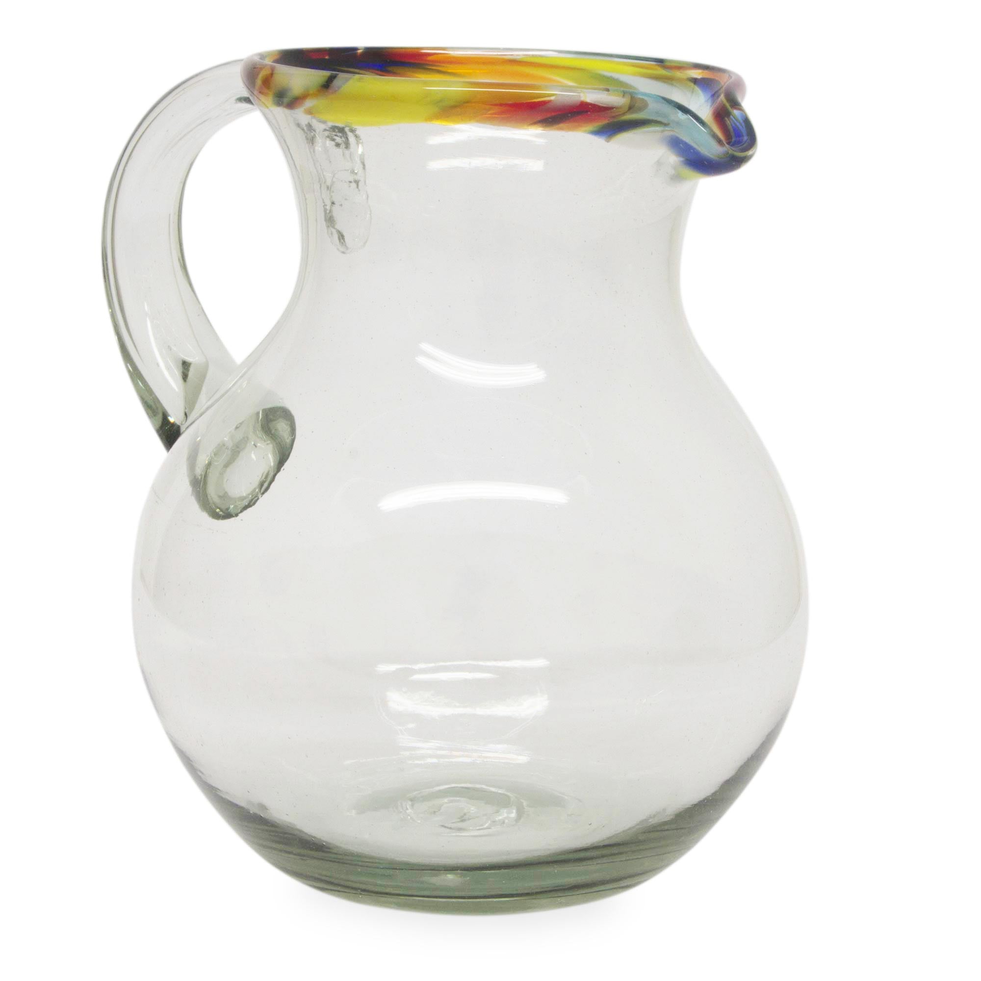 Premium Confetti Path Handcrafted Mexican Glass Pitcher - 84 oz