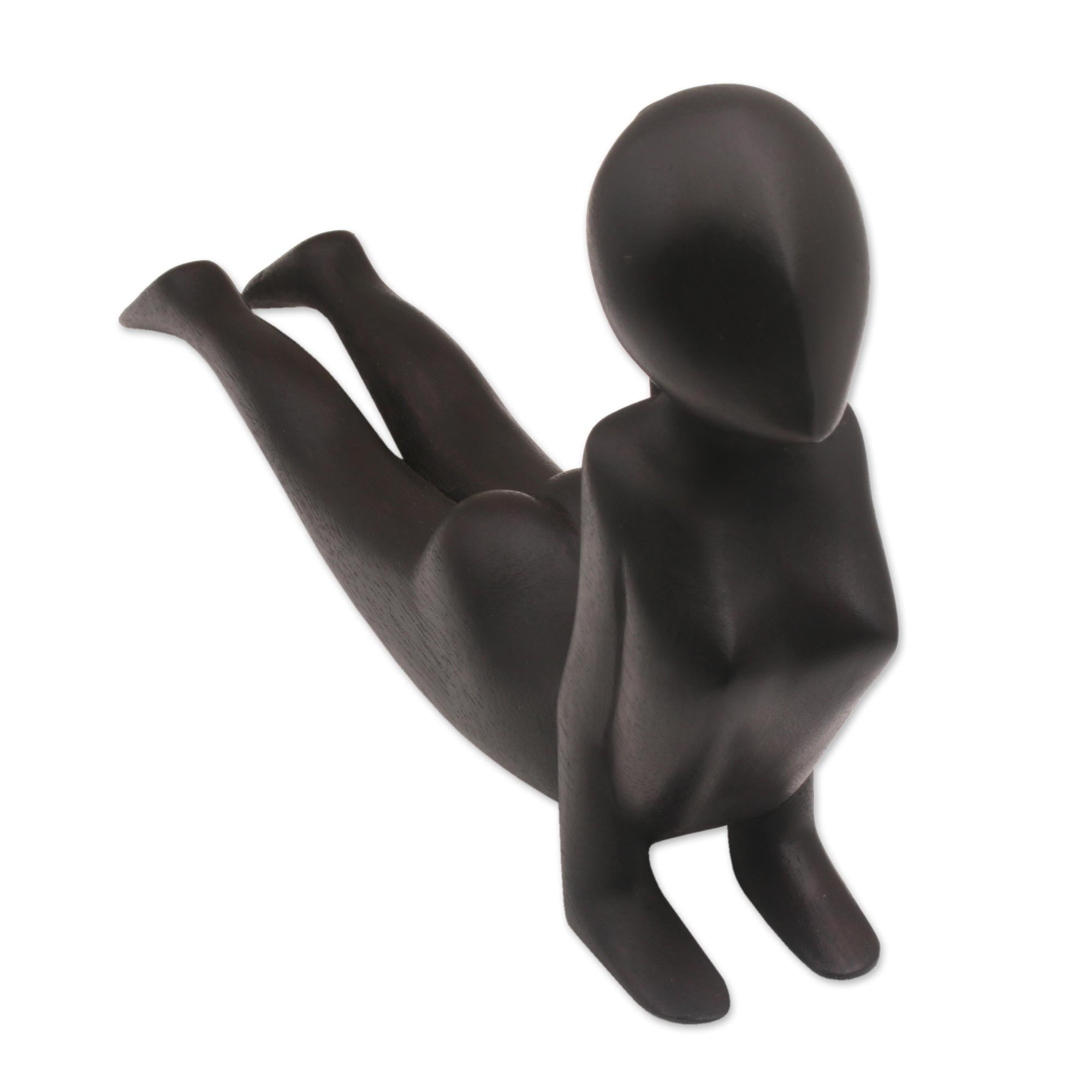Premium Cobra Yoga Pose Wood Statuette - Handcrafted Black Finish
