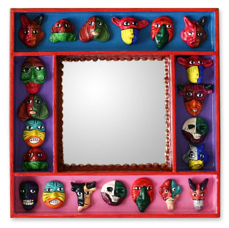 Premium Andes Masks Wall Mirror - Handcrafted Art Piece