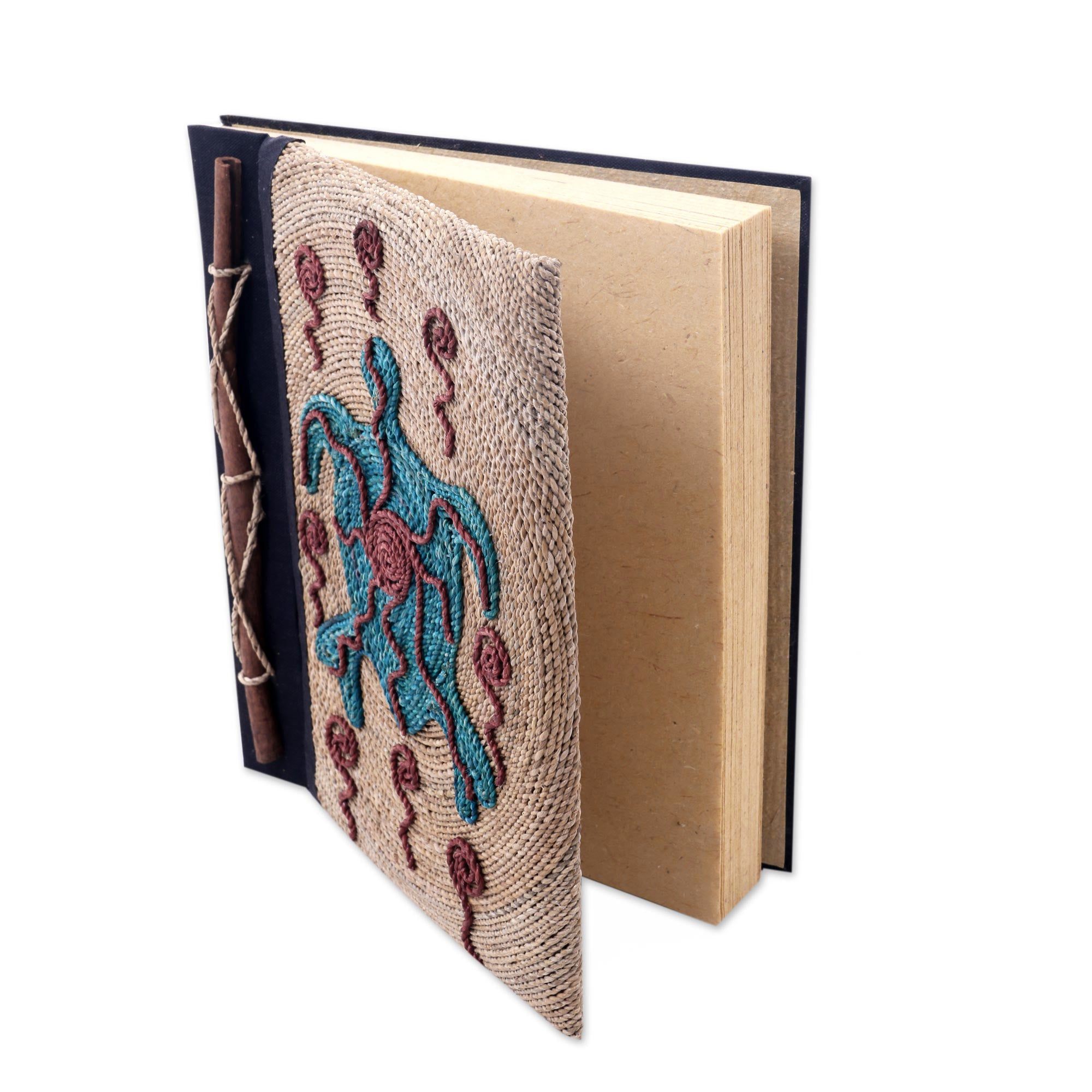 Premium Handmade Natural Fiber Journal with Turtle Motif - Eco-Friendly & Unique Design