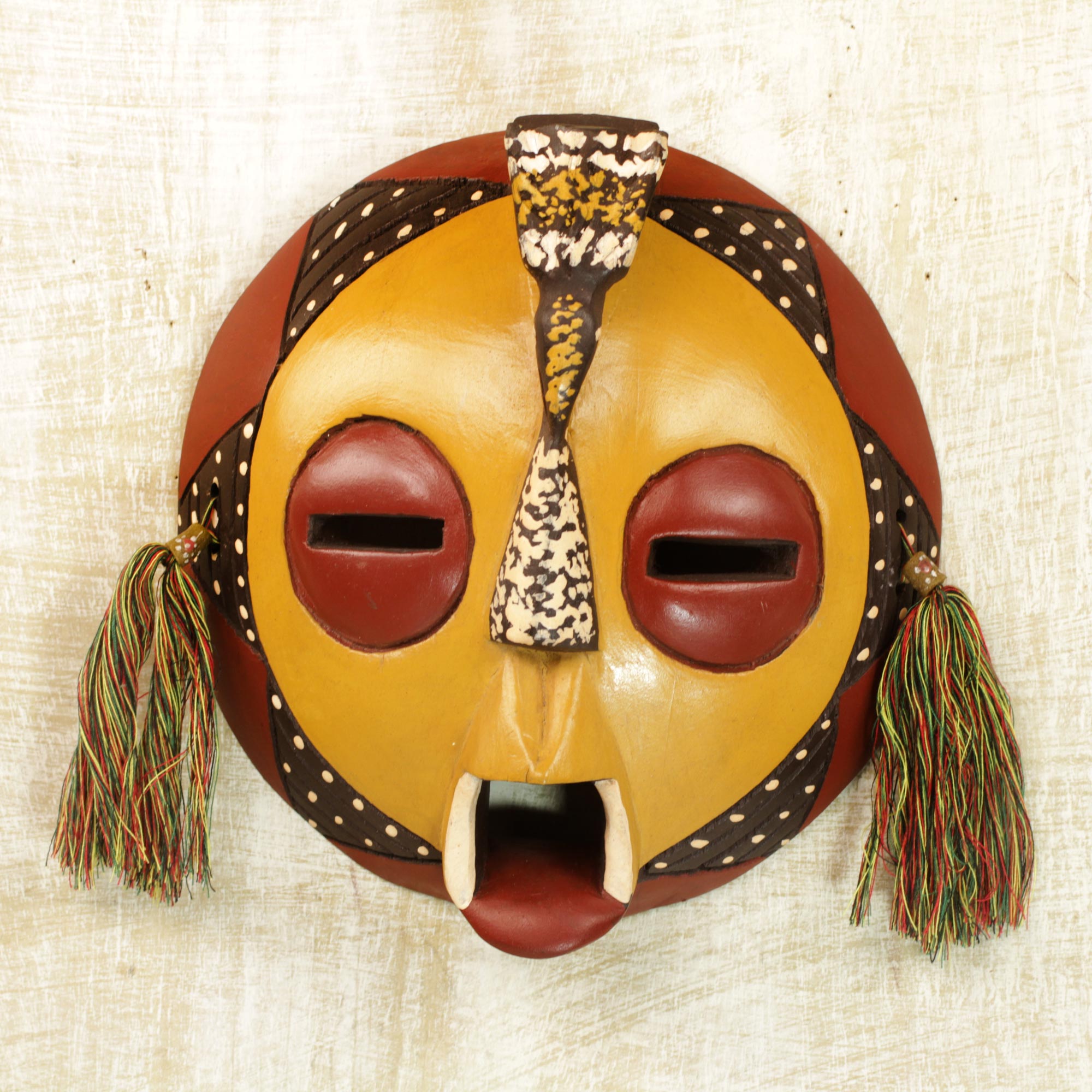 Premium Handcrafted Ghanaian Wall Mask - Calm Amina Design