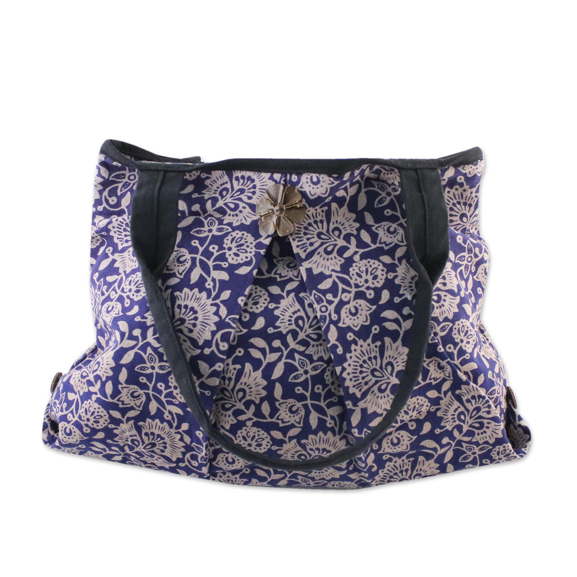 Premium Blue Cotton Handcrafted Shoulder Bag by Russamee Thepphanakit