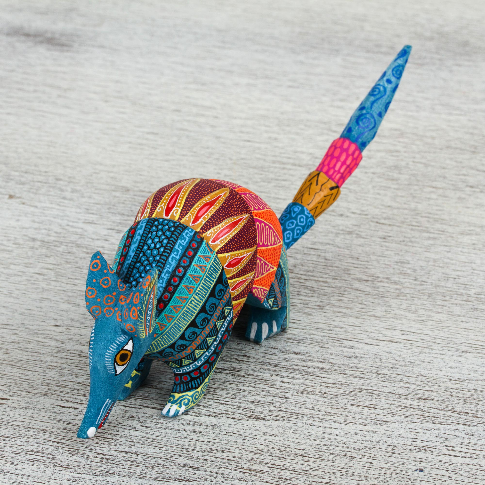 Premium Handcrafted Armadillo Alebrije Sculpture - Folk Art Masterpiece
