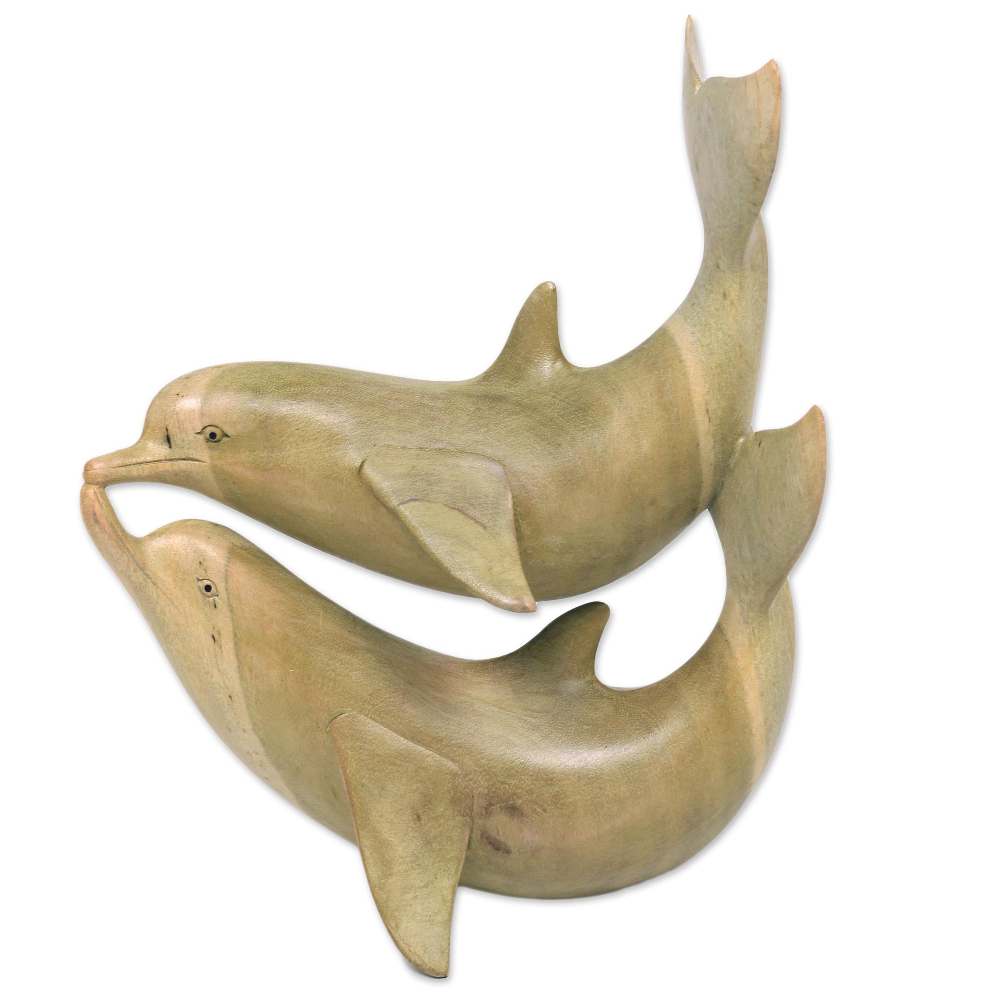 Premium Hand-Carved Balinese Dolphin Sculpture - Dolphins in Love