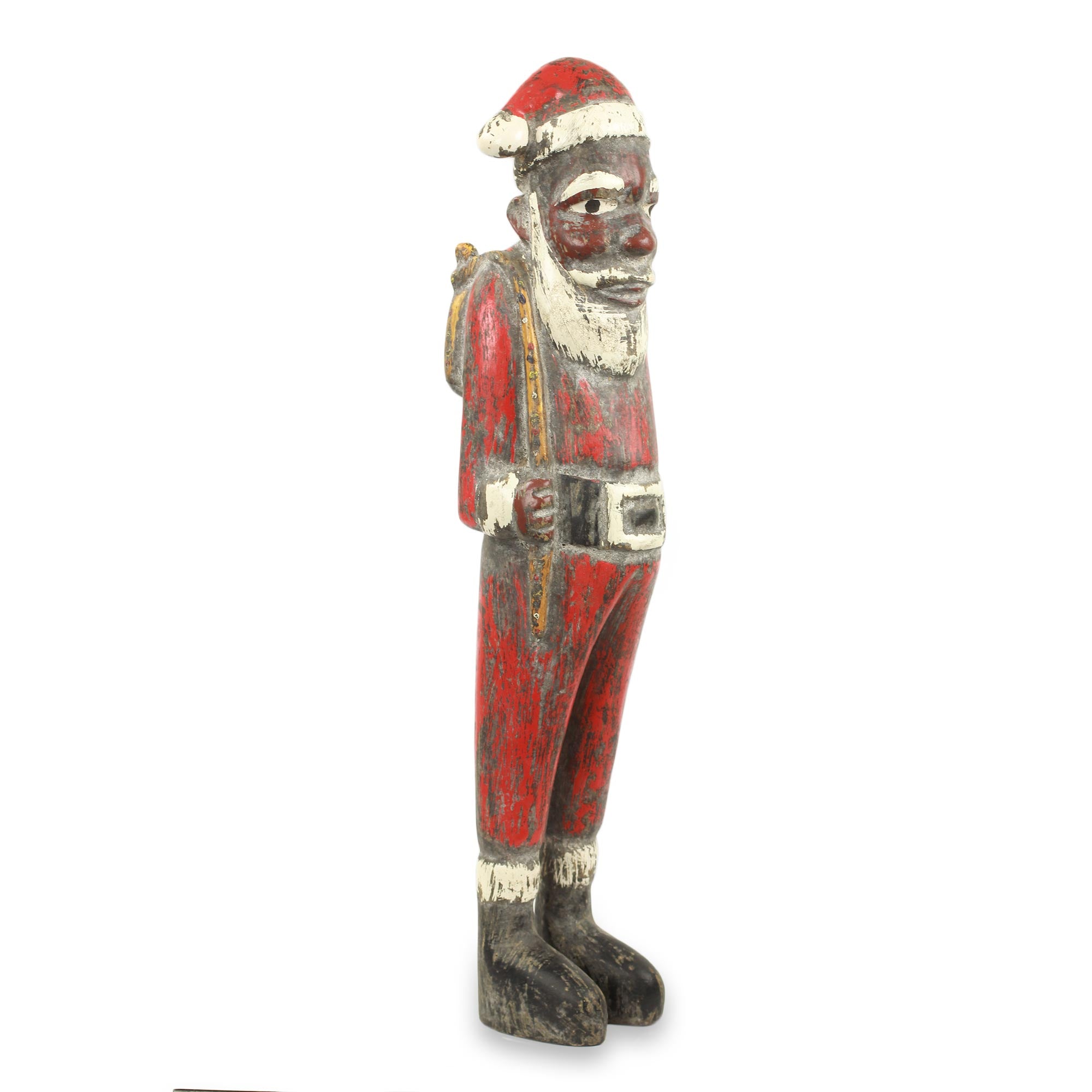 Premium African Santa Claus Sculpture: Handcrafted Father Christmas Art
