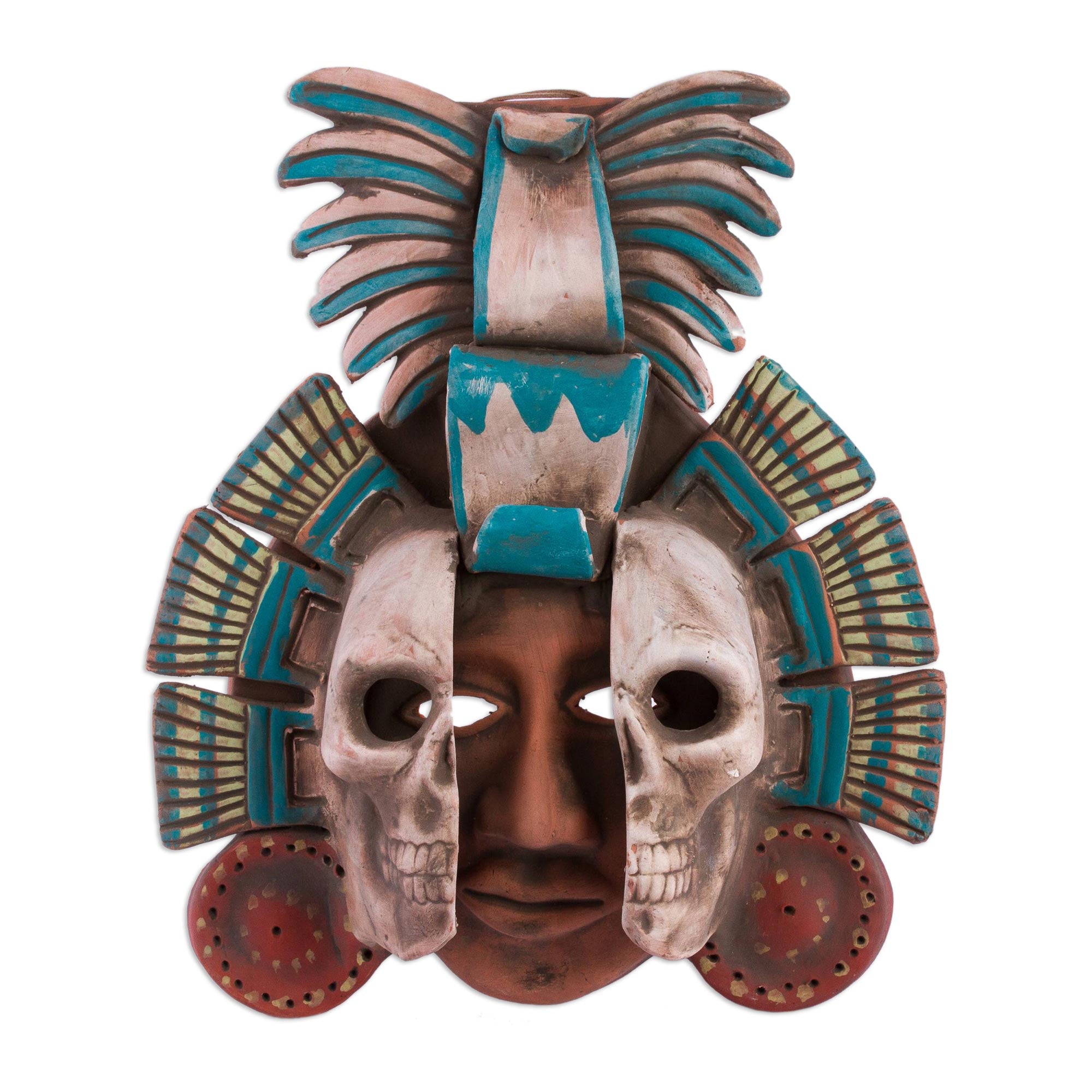 Premium Teotihuacan Ceramic Skull Mask - Handcrafted Mexican Art
