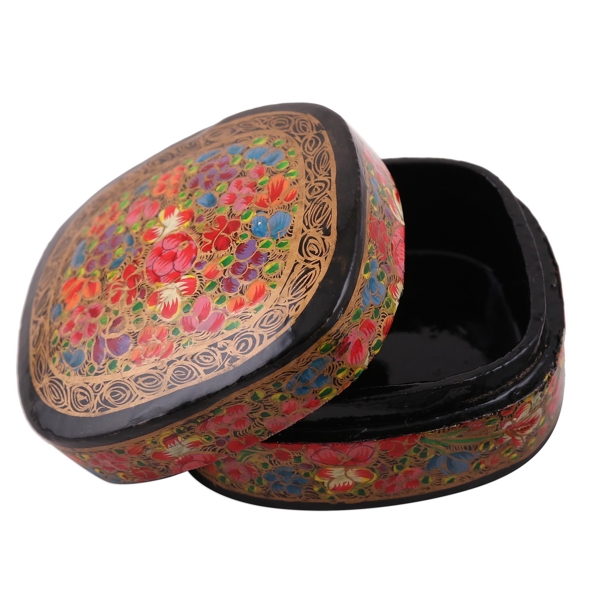 Premium Hand-Painted Floral & Gold Decorative Box - Kashmir Artistry