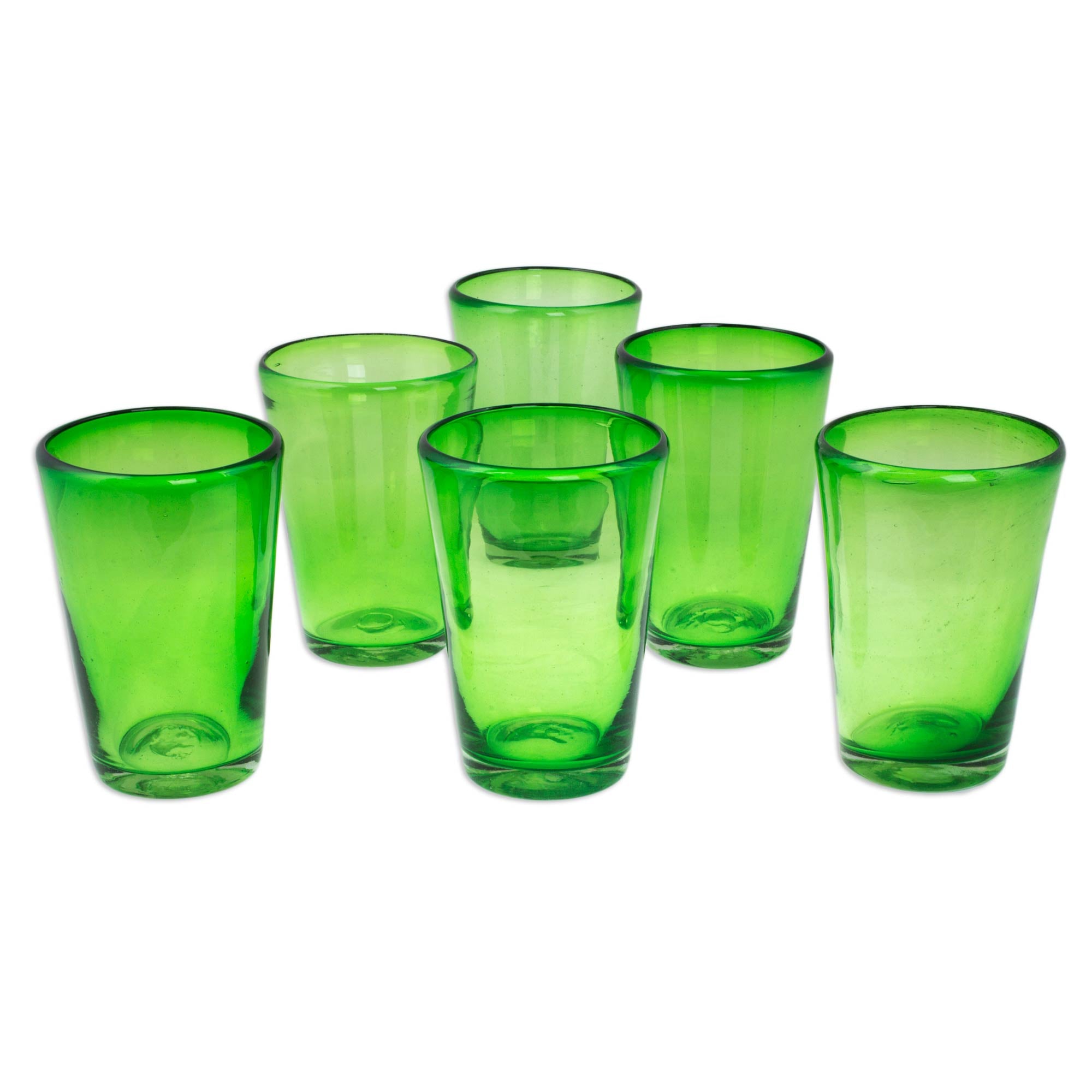 Premium Lime Twist Handblown Recycled Water Glasses - Set of 6