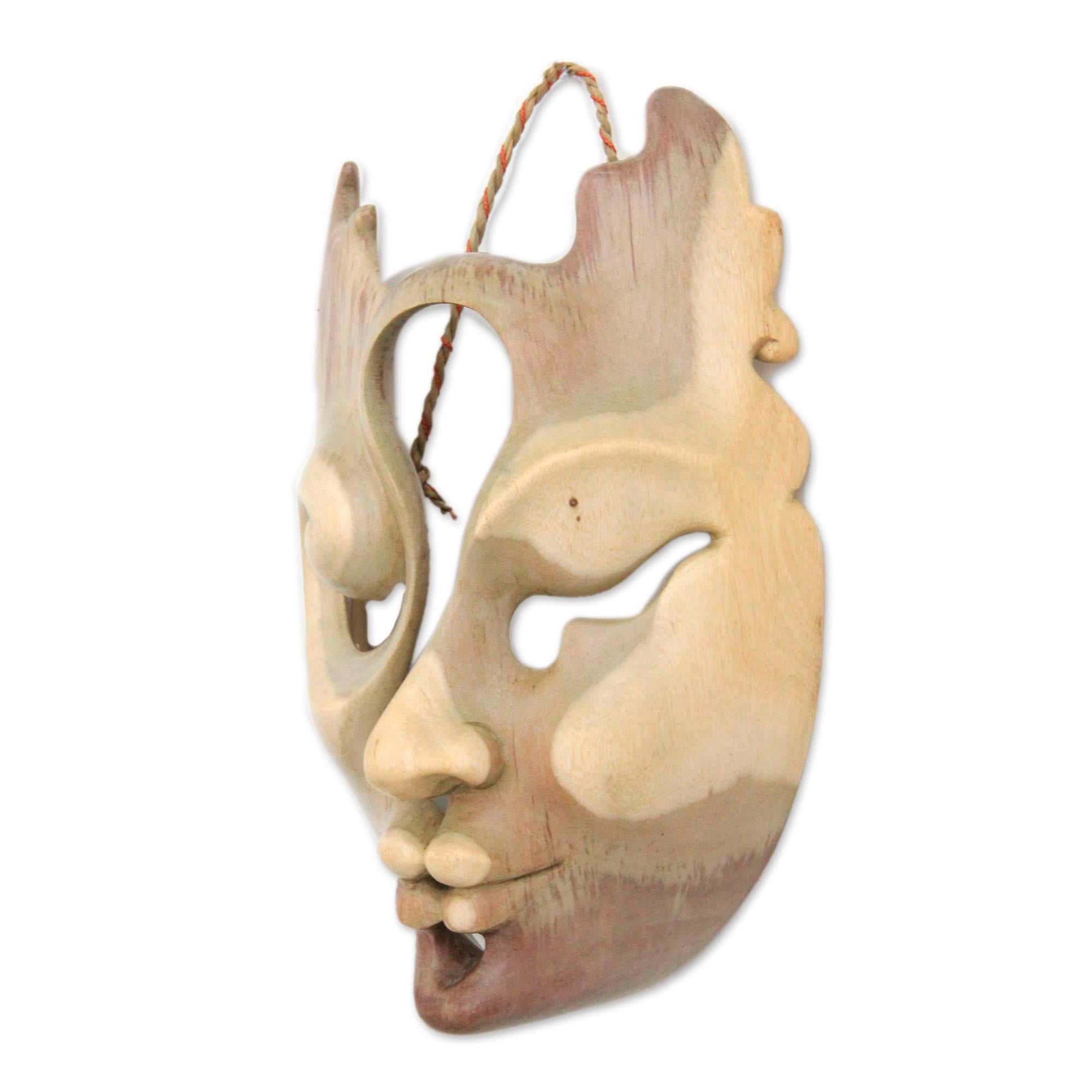 Premium Handcrafted Hibiscus Wood Mask - Unique Artisan Design