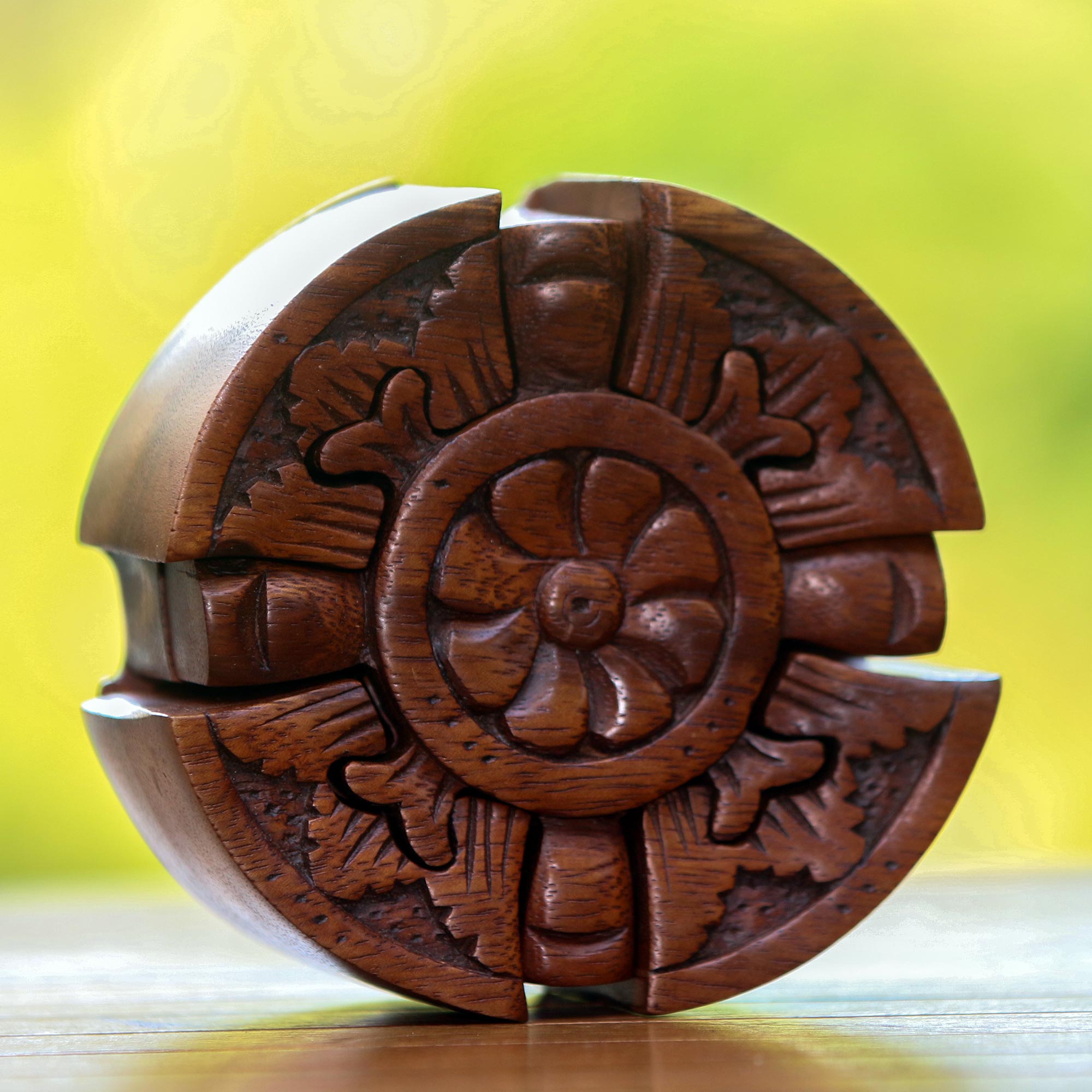 Premium Floral Secret Wooden Puzzle Box - Handcrafted in Bali