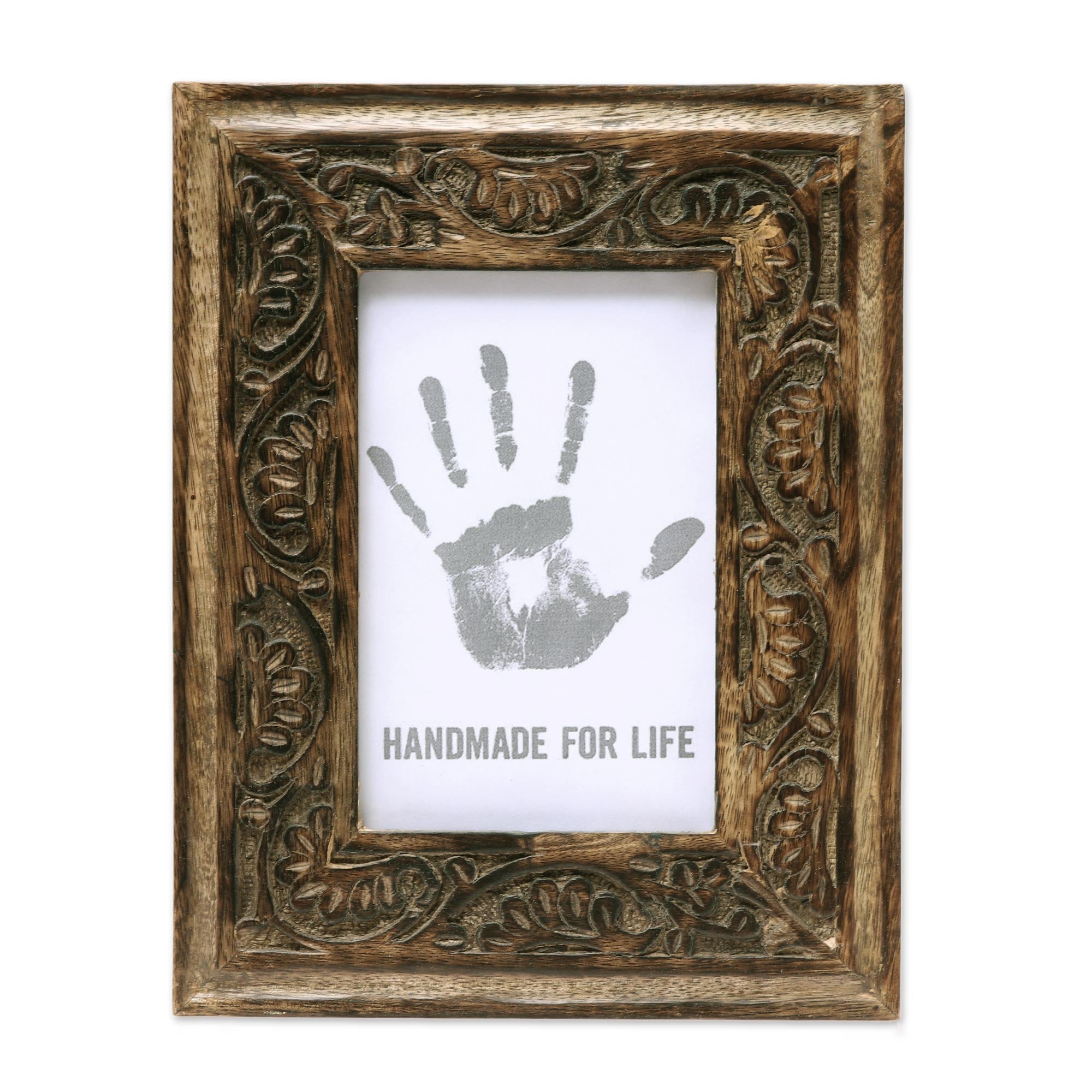 Premium Forest Window Hand-Carved Mango Wood Photo Frame (4x6) - Vine Motif Design