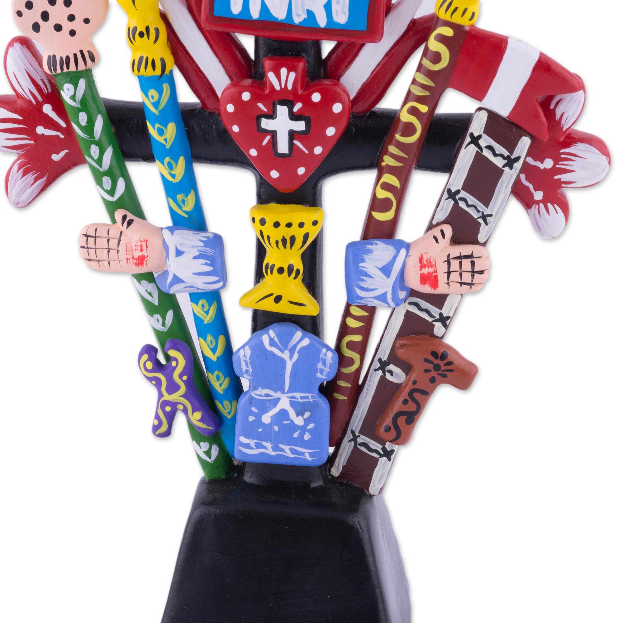 Premium Handcrafted Ceramic Cross Statuette - Peruvian Artisan Masterpiece