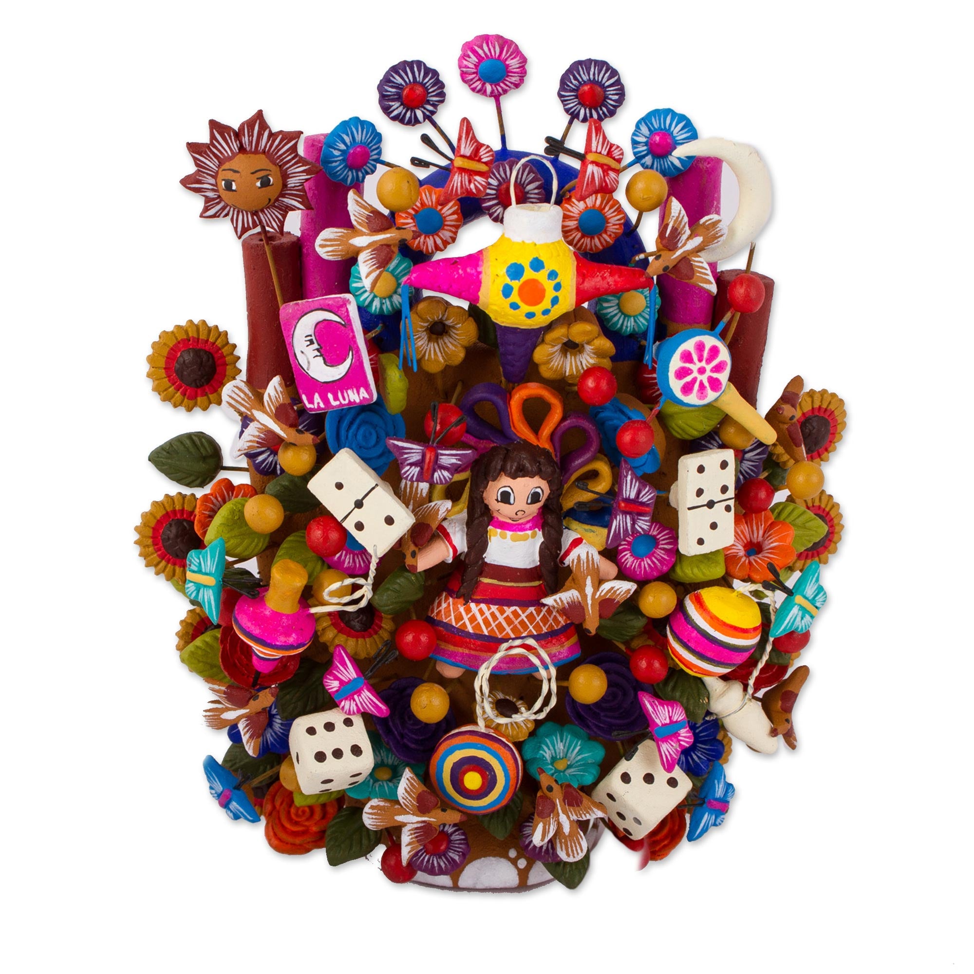 Premium Hand-Painted Mexican Ceramic Sculpture: Vibrant Toy-Themed Artistry