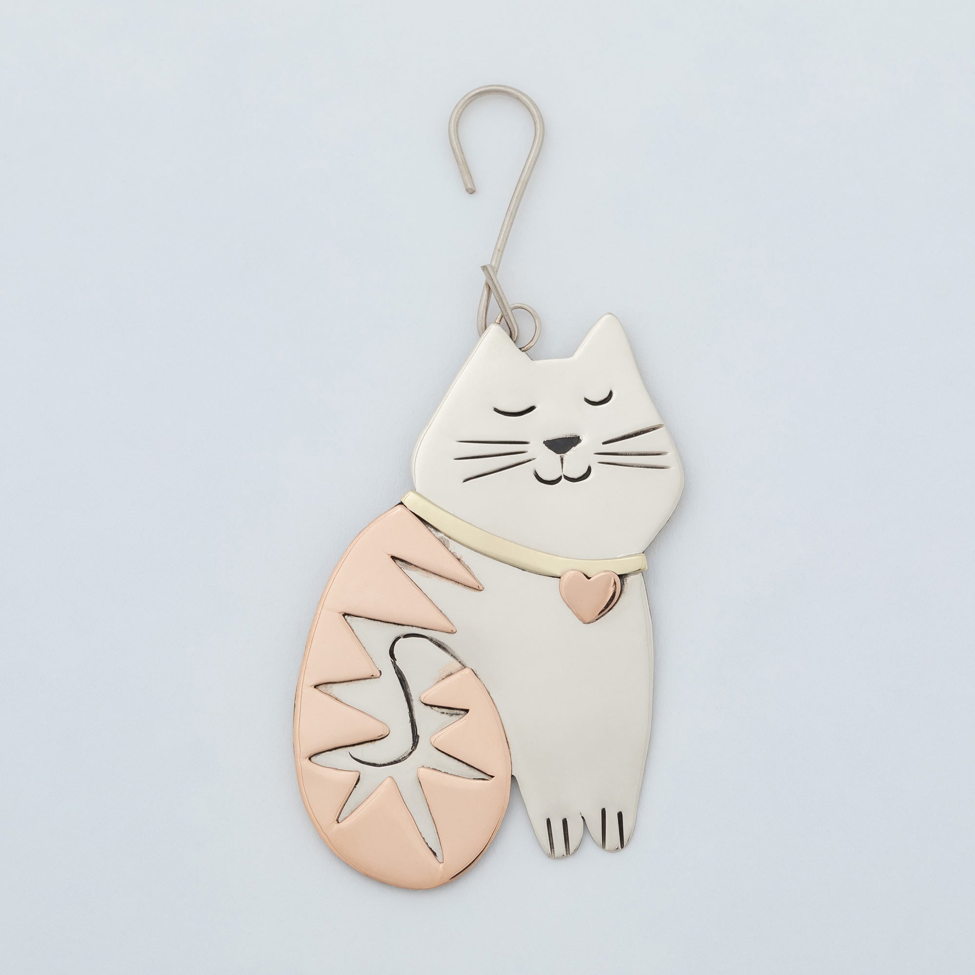 Premium Handcrafted Whiskers & Stripes Cat Ornament - Fair Trade Holiday Decor