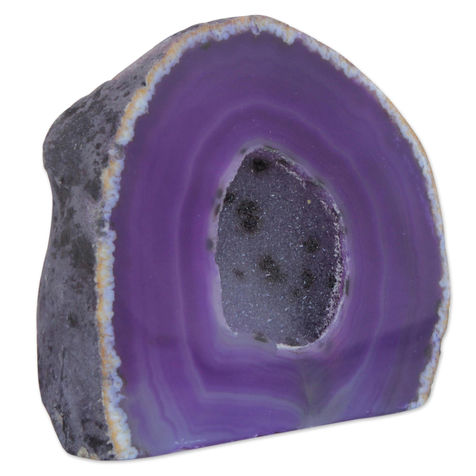 Premium Purple Agate Geode Decor - Handcrafted Natural Stone Art from Brazil