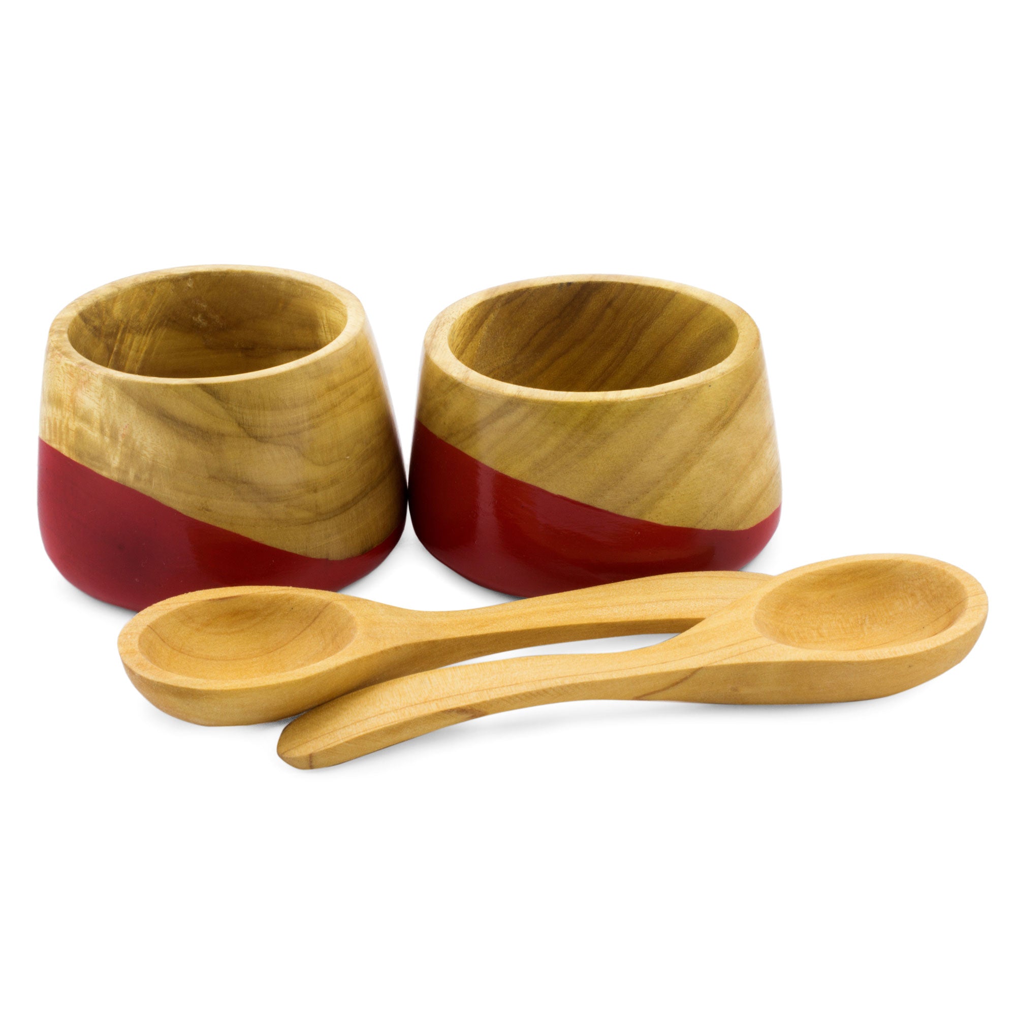 Premium Handcrafted Spicy Red Salsa Bowls with Spoons (Set of 2)