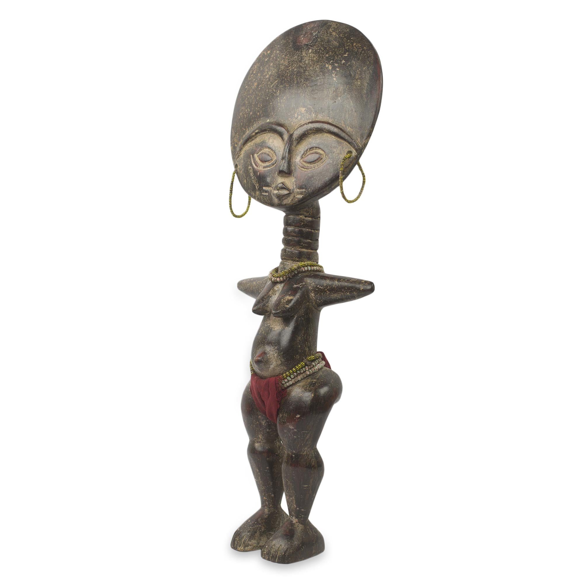 Premium Fante Fertility Doll III | Handcrafted African Wood Figurine | Fair Trade Artisan Craft