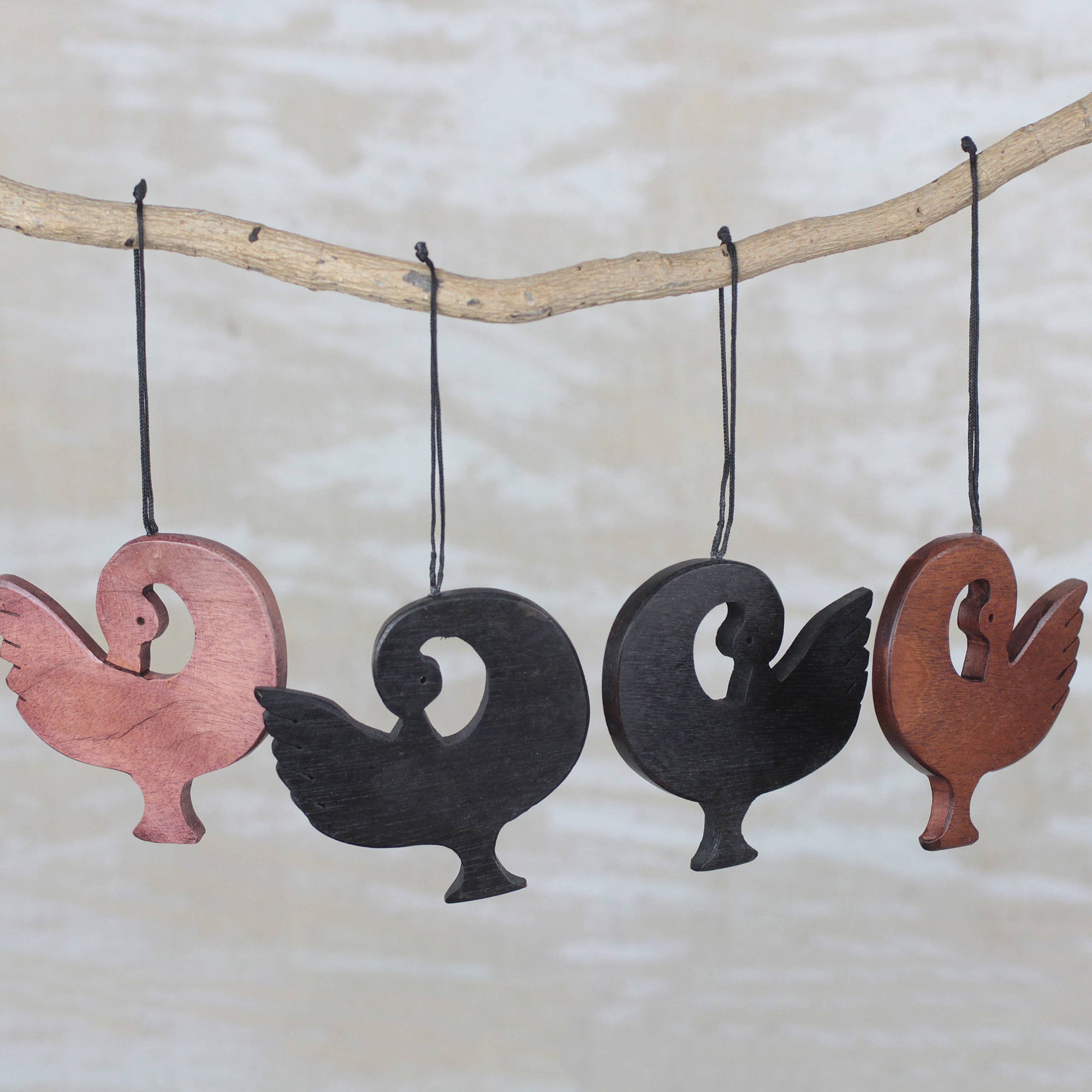 Premium Handcrafted Ebony Wood Sankofa Ornaments Set - Learn from History (Set of 4)