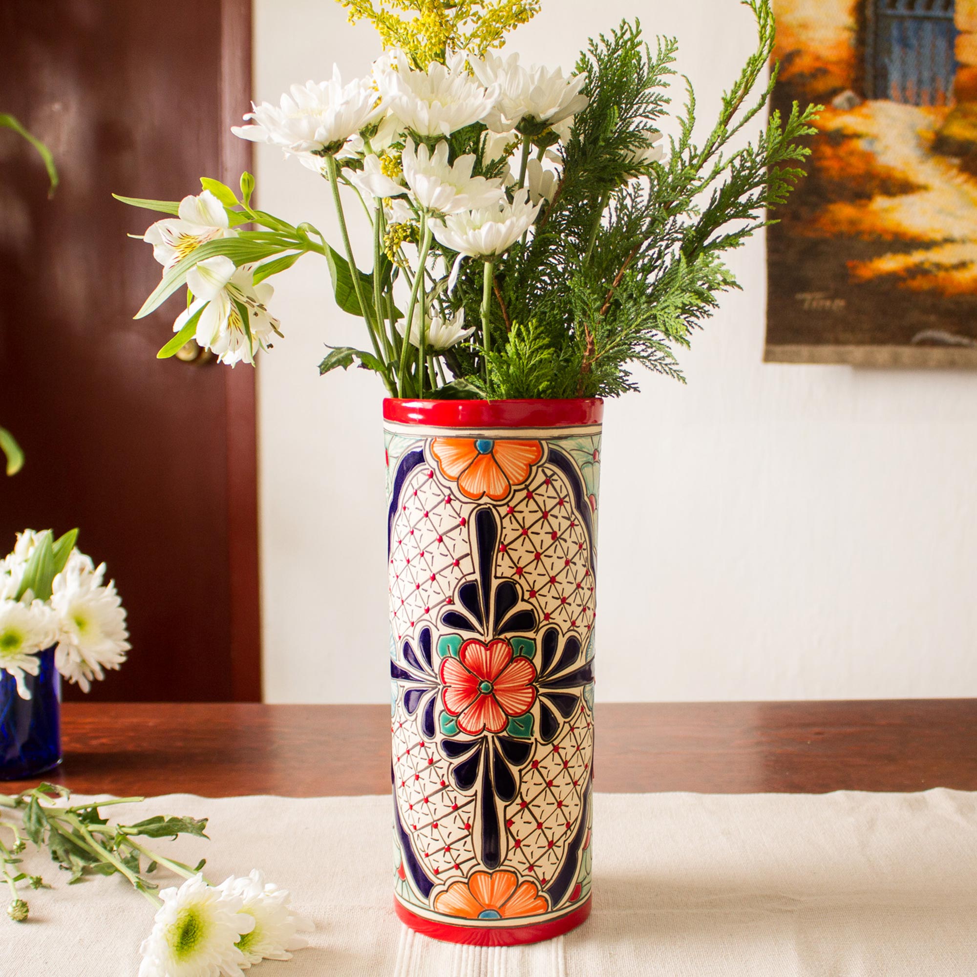 Premium Handmade Talavera Ceramic Vase – Floral Desire Collection